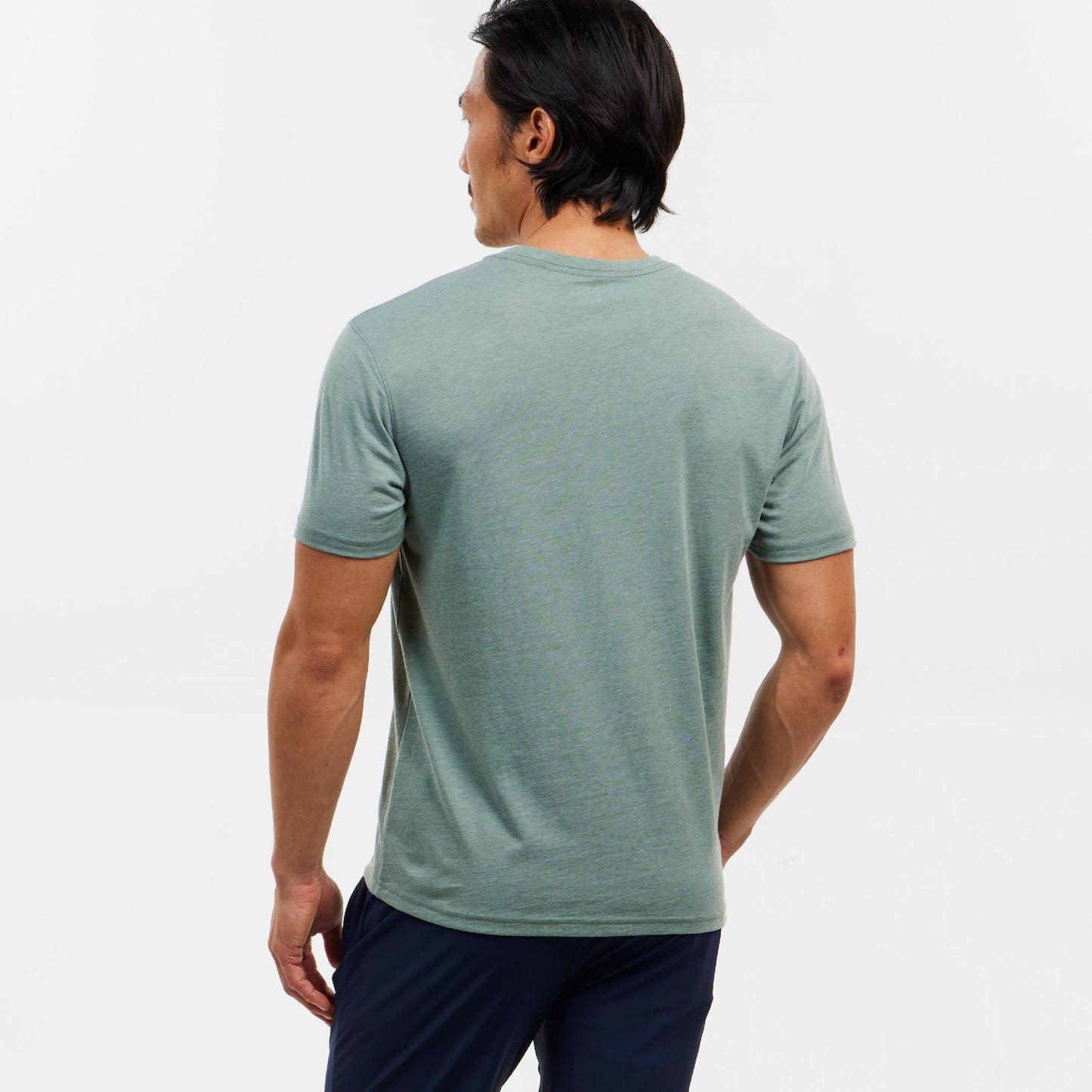 Lightweight Heathered Sage Short Sleeve Henley