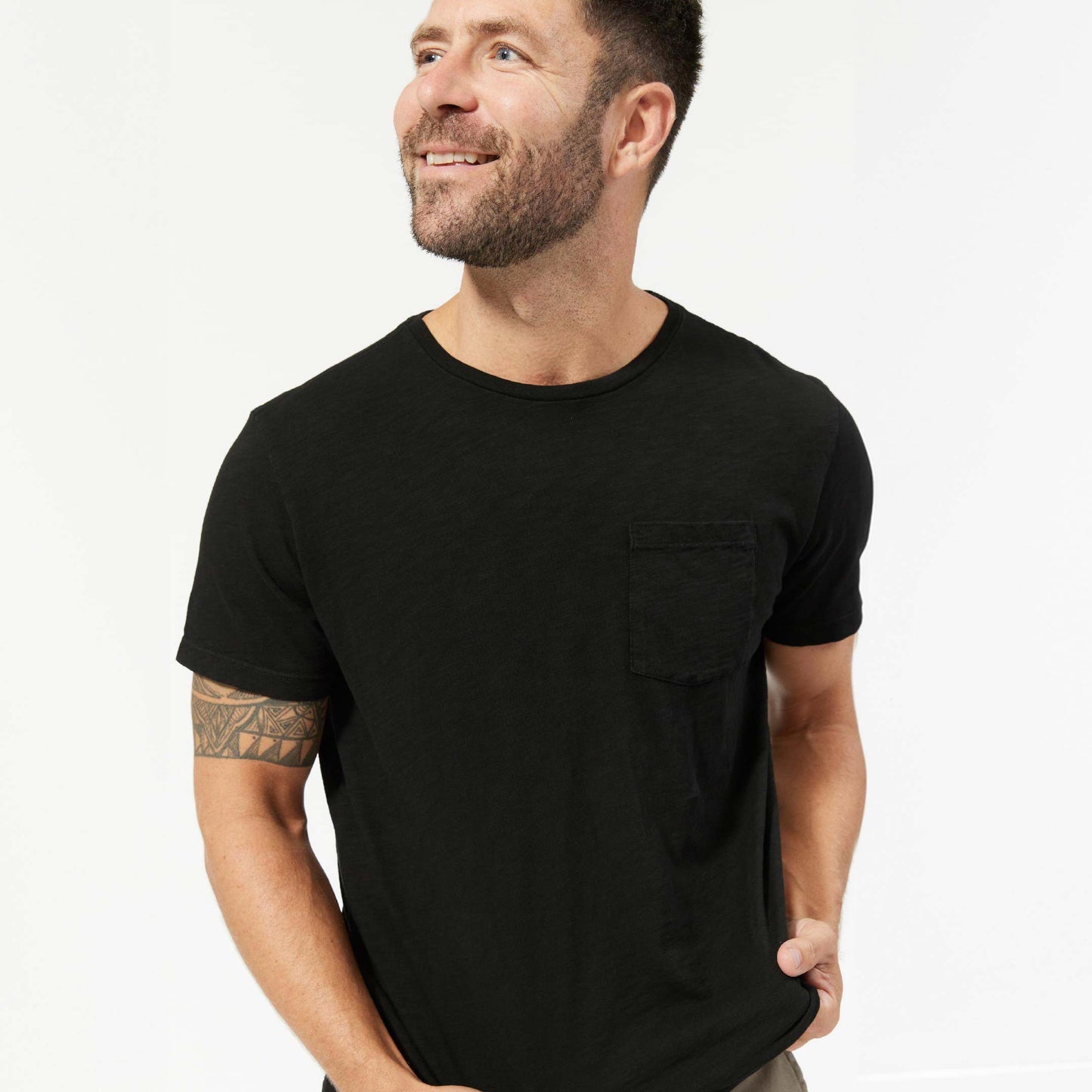 Lightweight Washed Black Crew Neck Tee