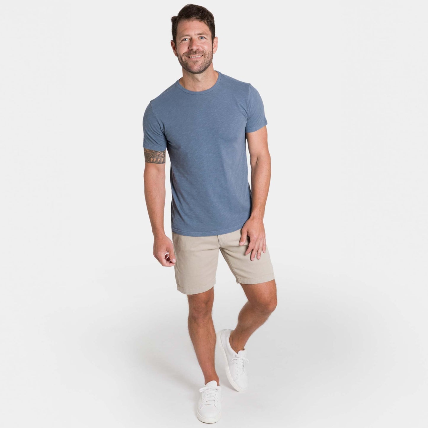 Lightweight Washed Blue Crew Neck Tee