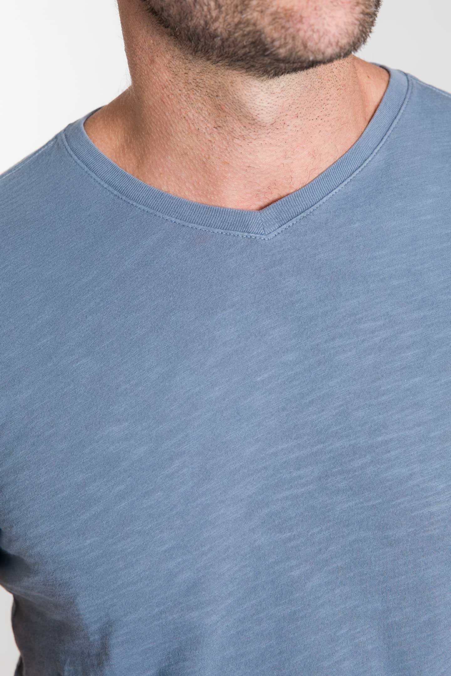 Lightweight Washed Blue V Neck Tee