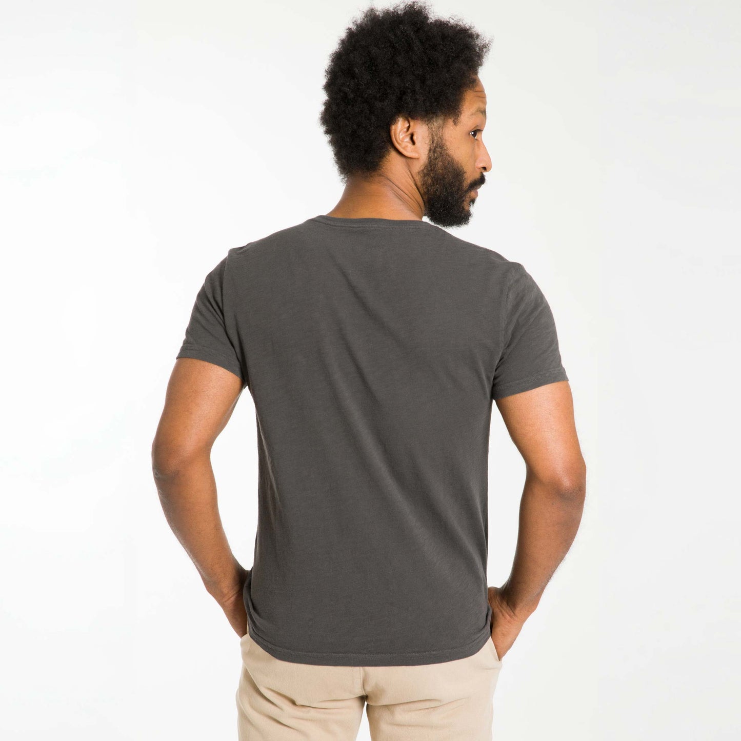Lightweight Washed Charcoal V Neck Tee