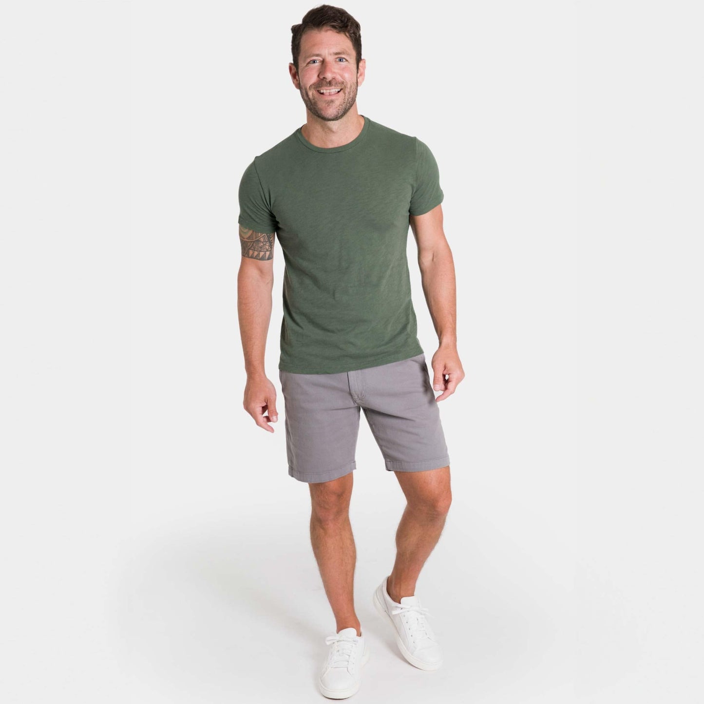 Lightweight Washed Dark Green Crew Neck Tee