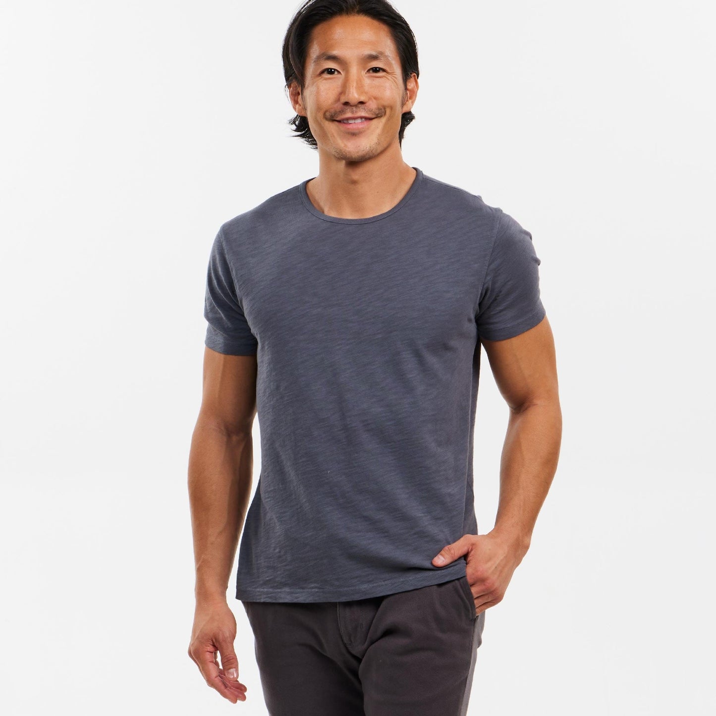 Lightweight Washed Dark Grey Crew Neck Tee