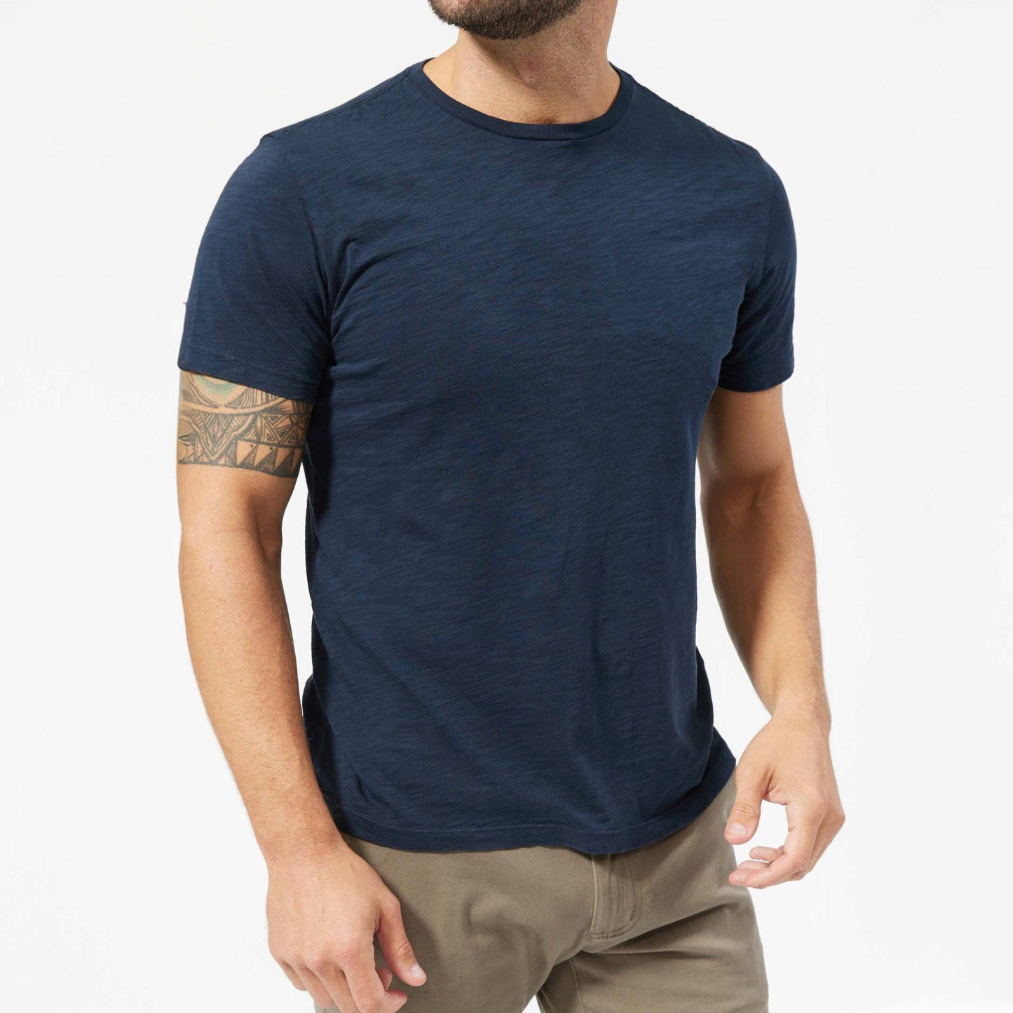 Lightweight Washed Navy Crew Neck Tee