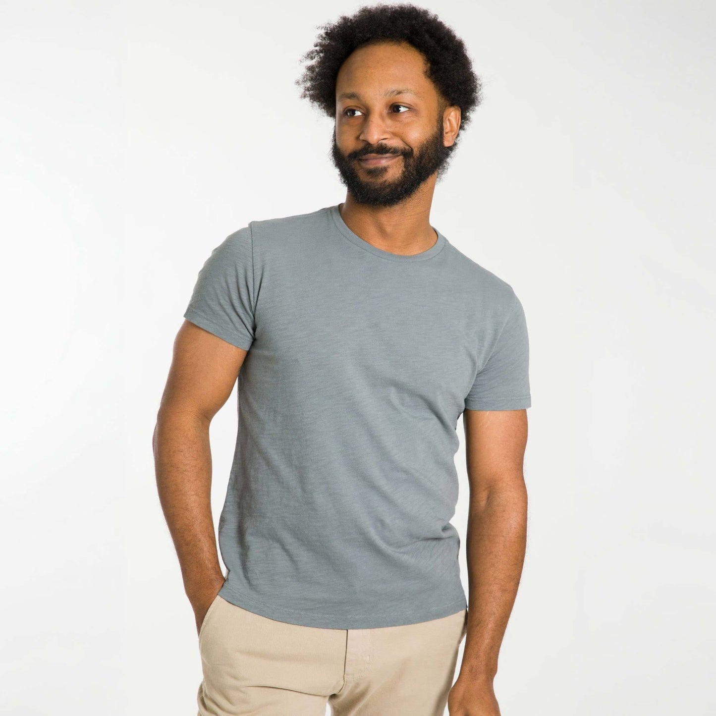 Lightweight Washed Steel Crew Neck Tee