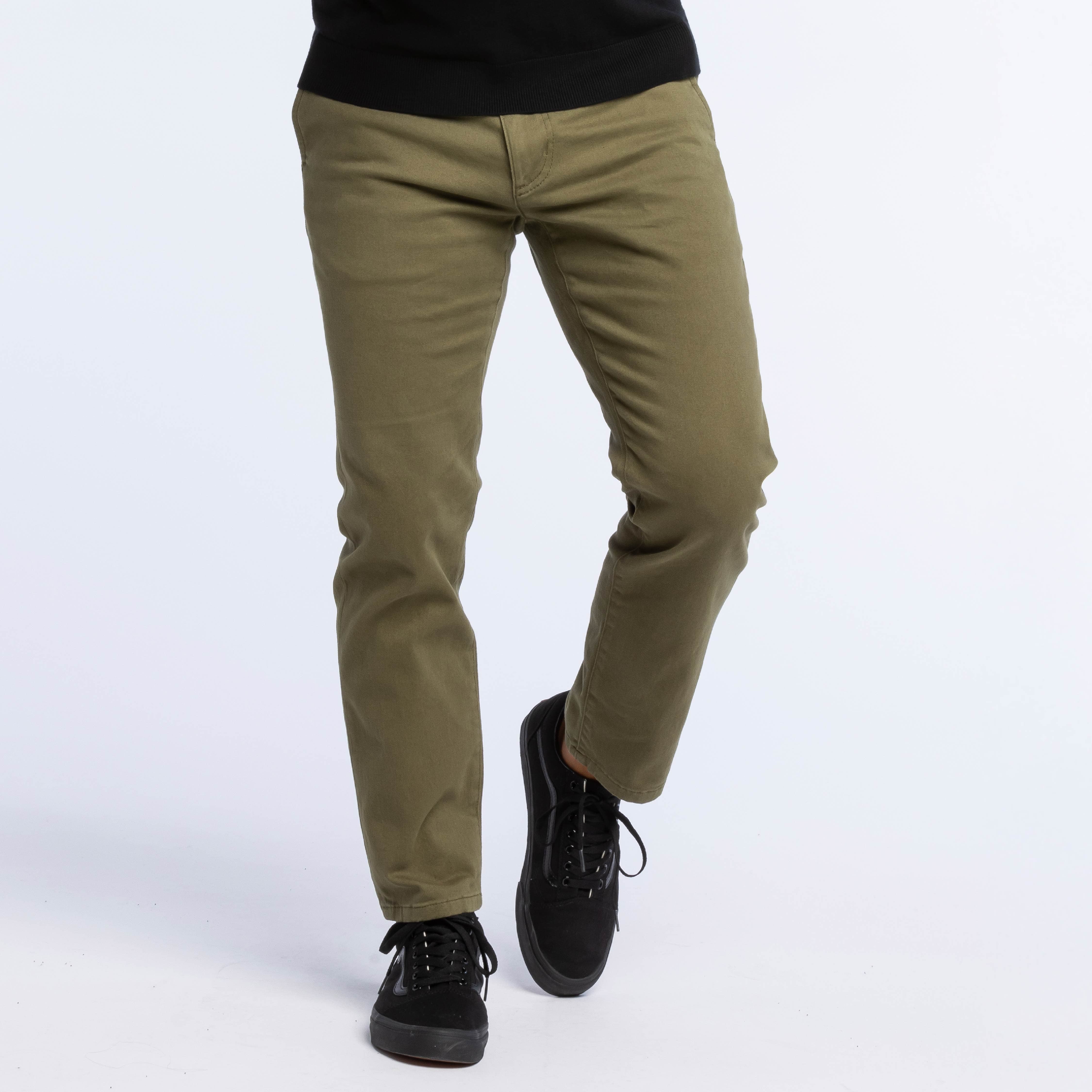 Dark Olive Washed Stretch Chino