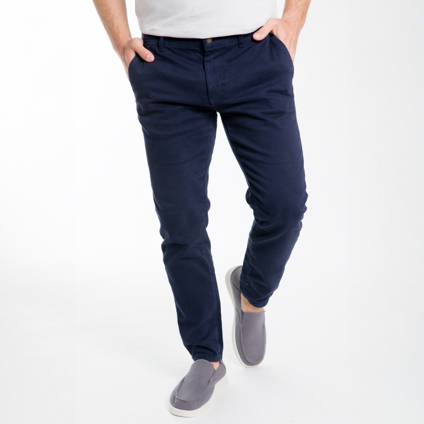 Navy Washed Stretch Chino