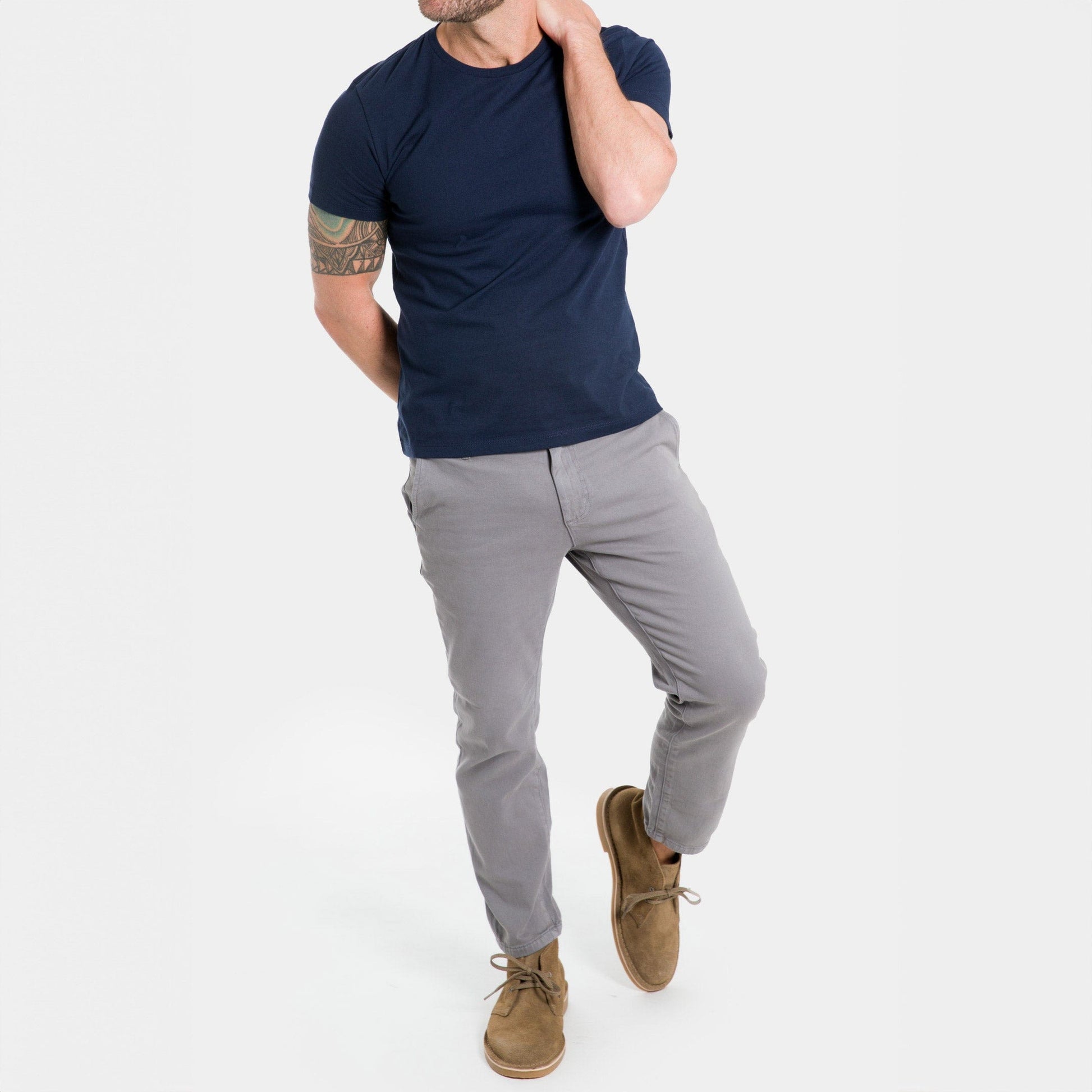 Steel Grey Washed Stretch Chino