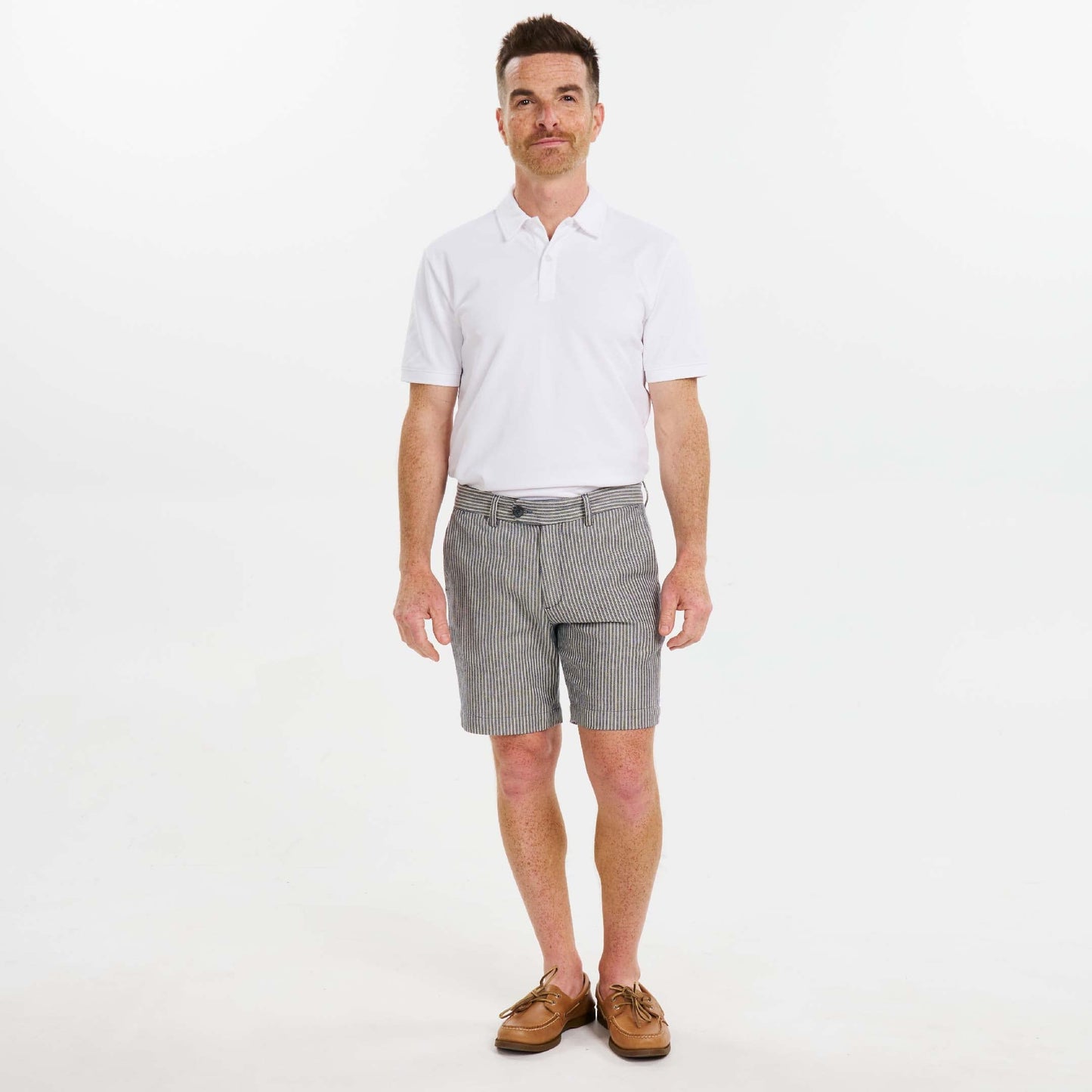 Navy Pinstripe Hampton Stretch Chino Short