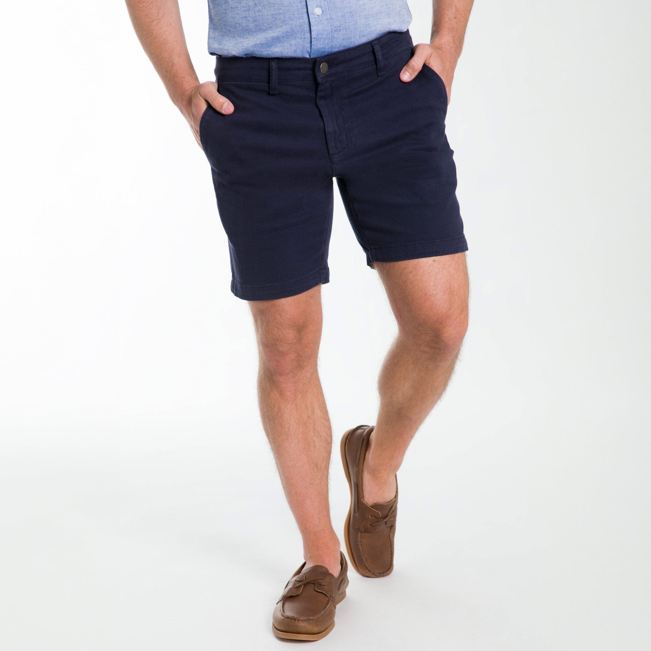 Navy Stretch Washed Chino Short