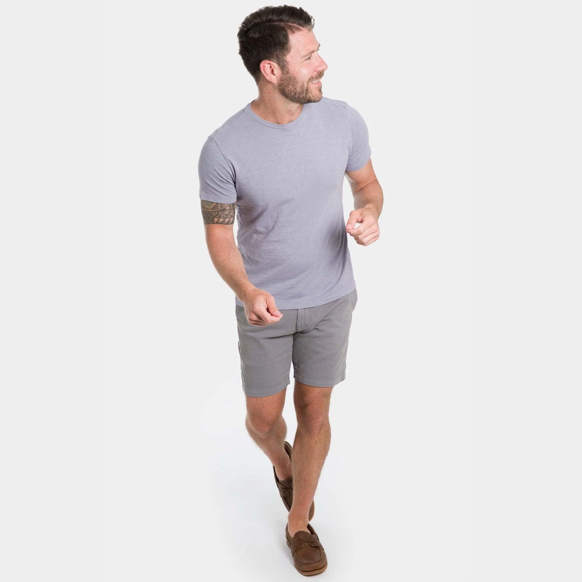 Steel Grey Stretch Washed Chino Short