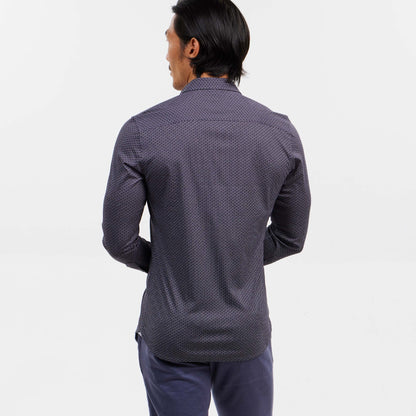 Navy Print Mélange Performance Stretch Shirt