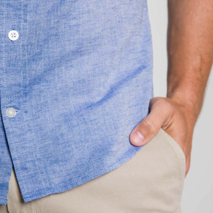 Blue Linen Short Sleeve Shirt