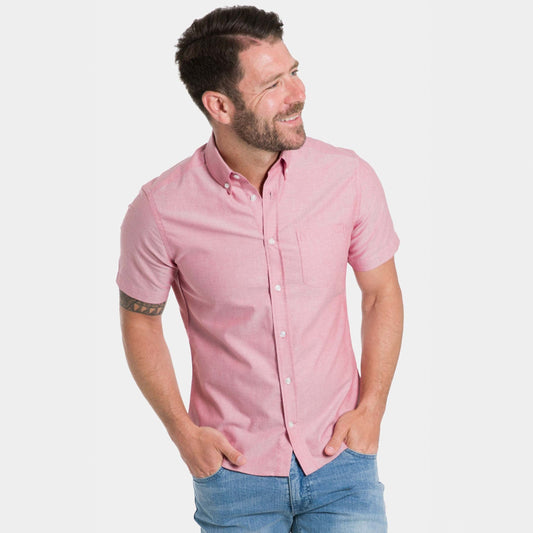 Faded Brick Oxford Wrinkle Free Short Sleeve Shirt