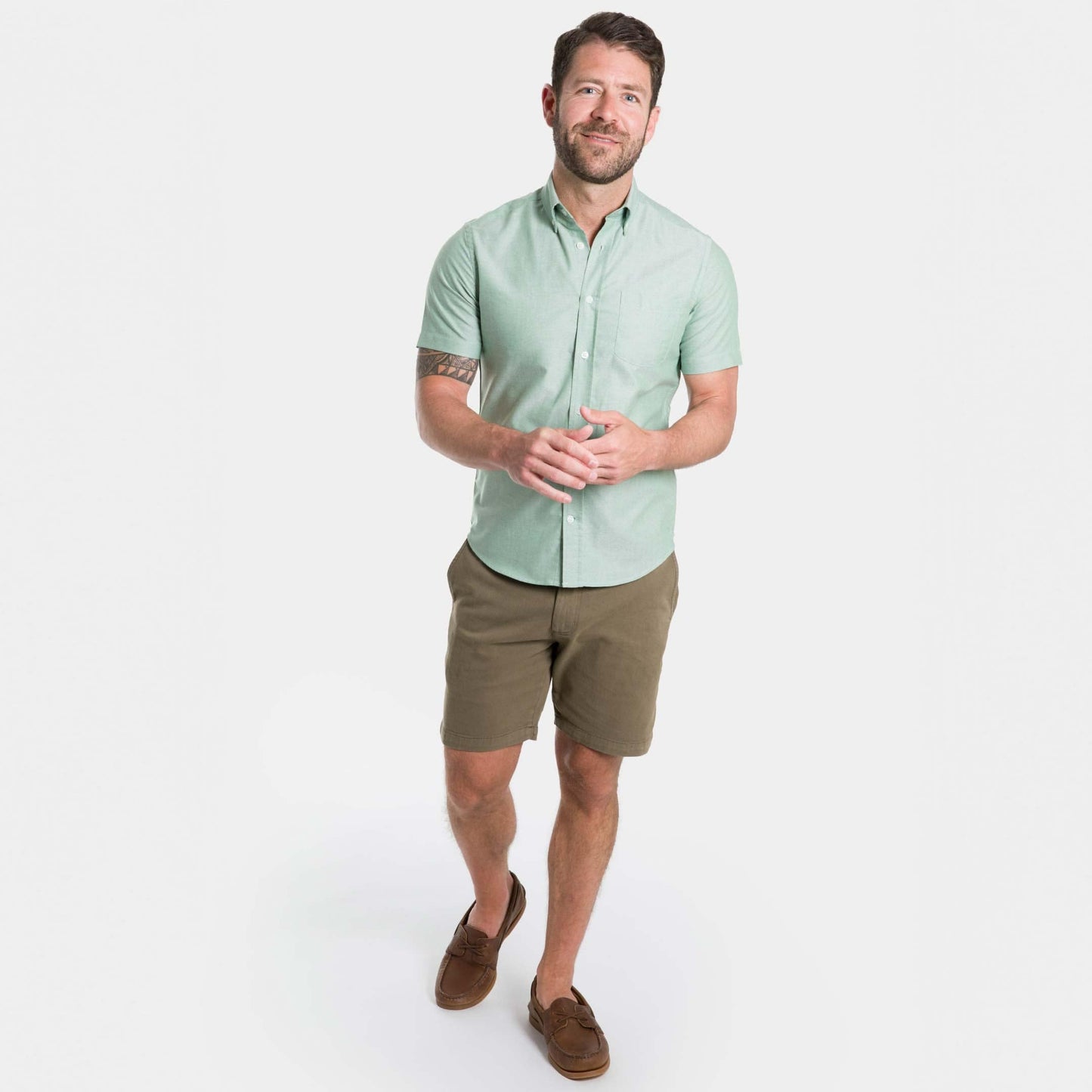 Faded Fern Oxford Wrinkle Free Short Sleeve Shirt