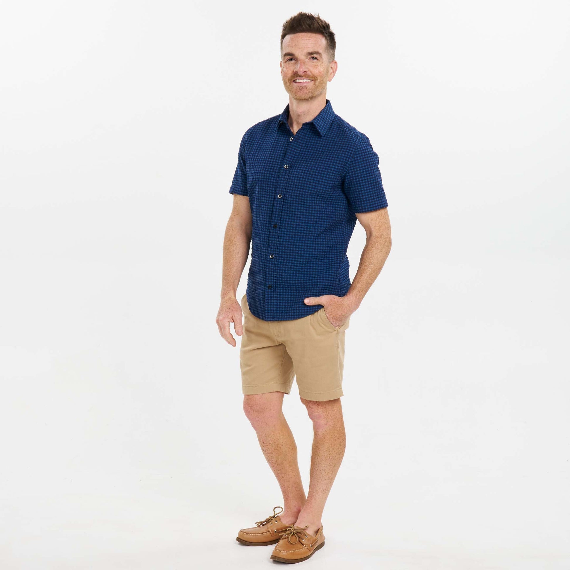 Wharf Gingham Seersucker Short Sleeve Shirt