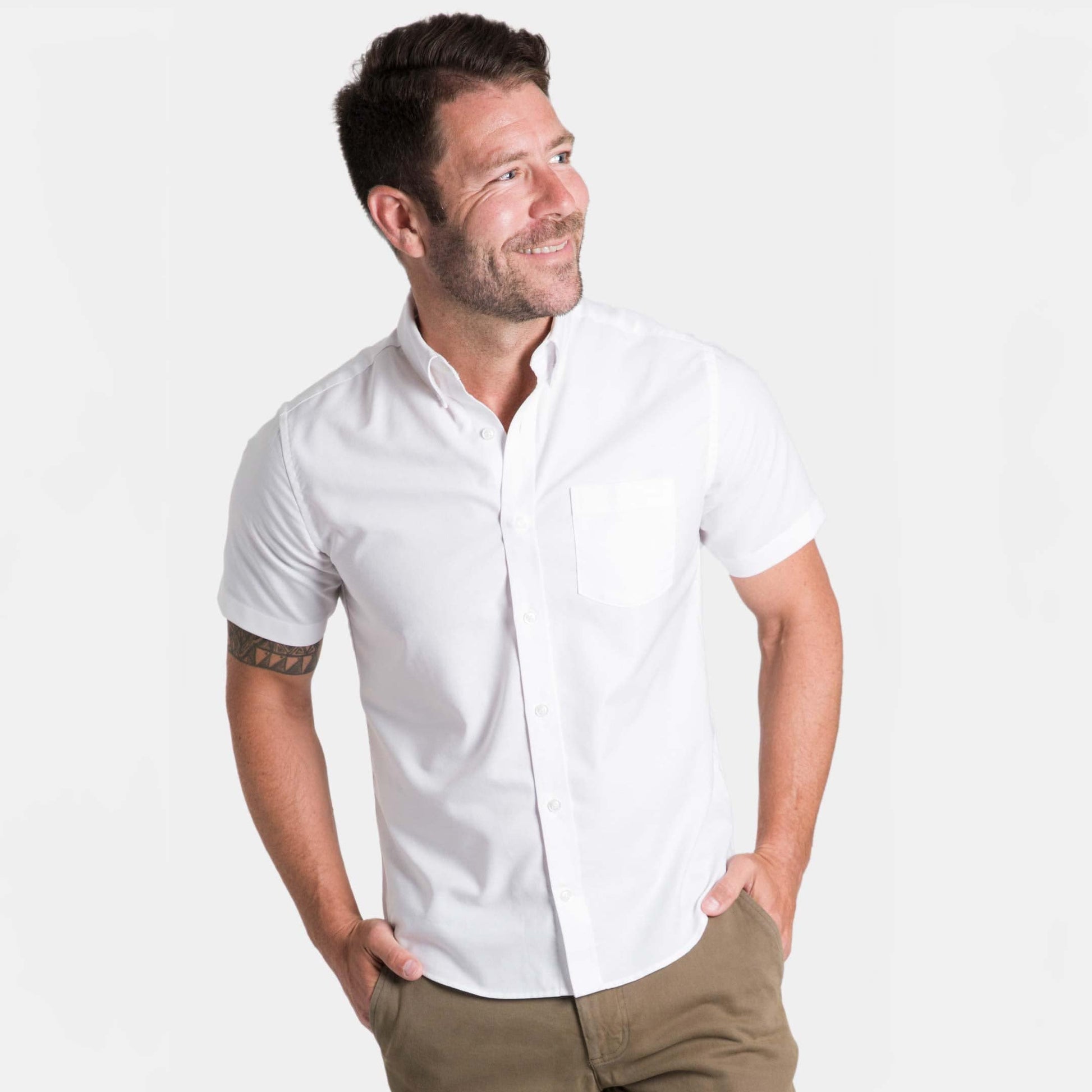 White Oxford Wrinkle Free Short Sleeve Shirt