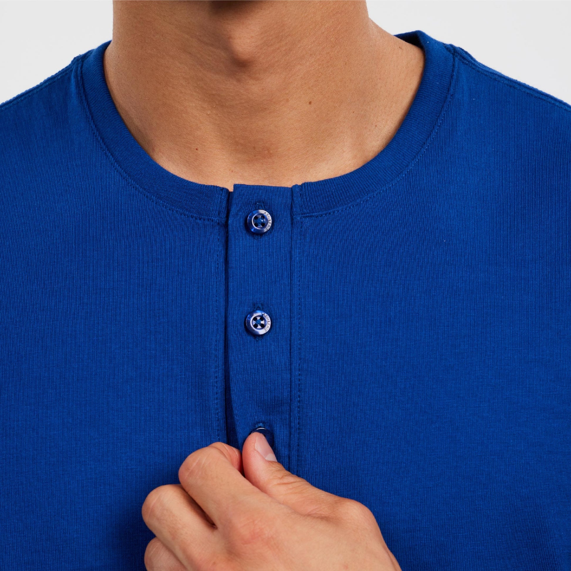 Blue Short Sleeve Pima Cotton Henley