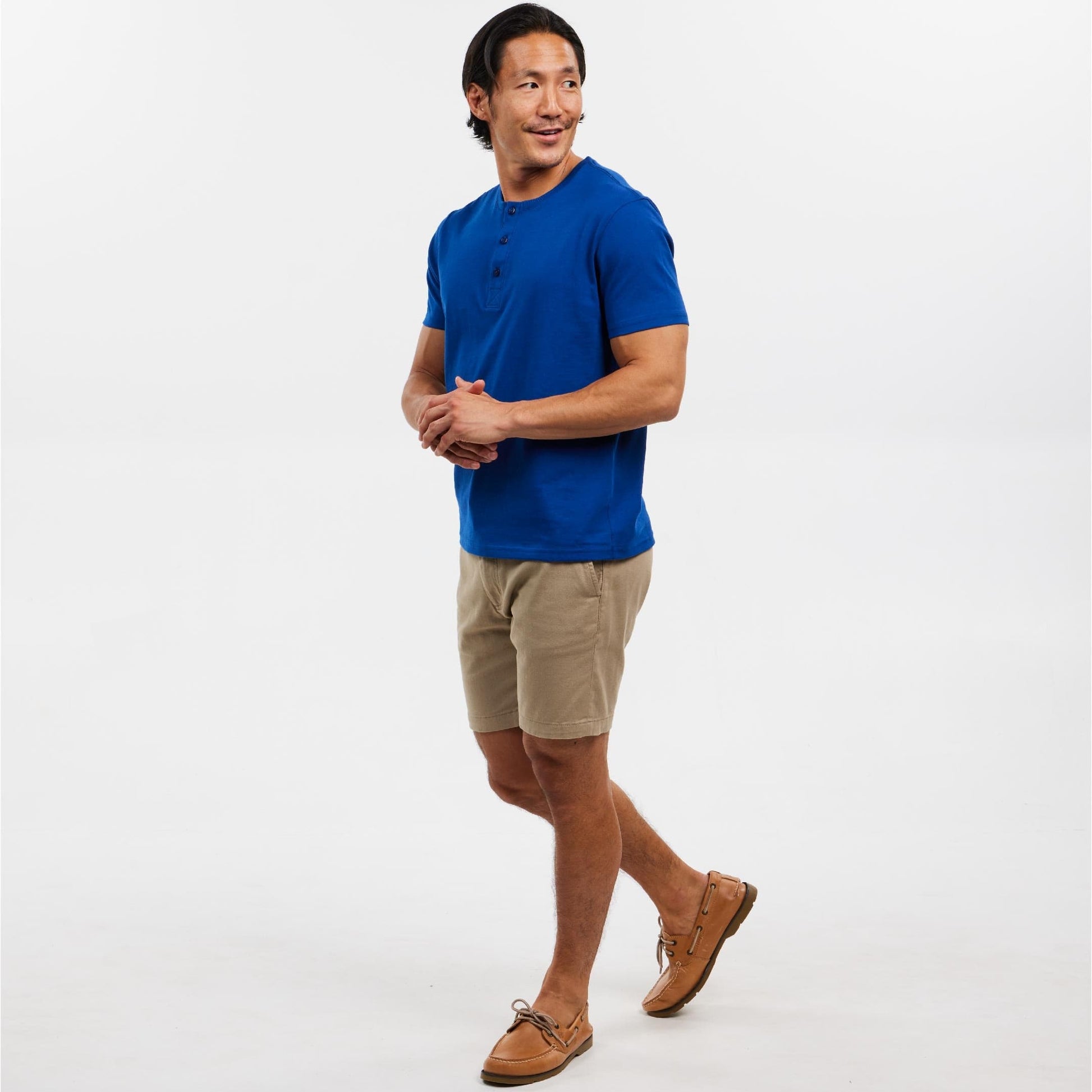 Blue Short Sleeve Pima Cotton Henley