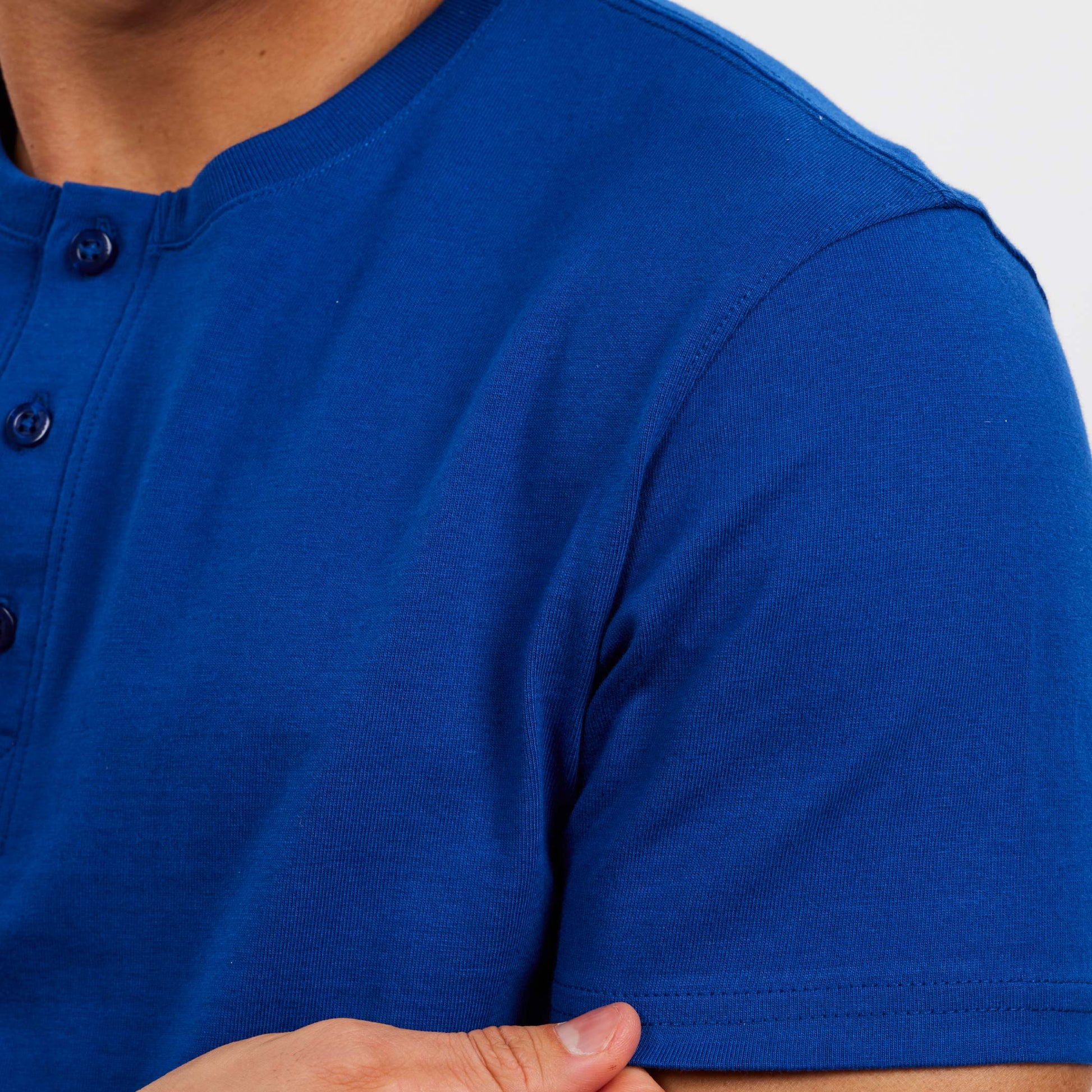 Blue Short Sleeve Pima Cotton Henley