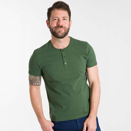 Bright Green Short Sleeve Pima Cotton Henley