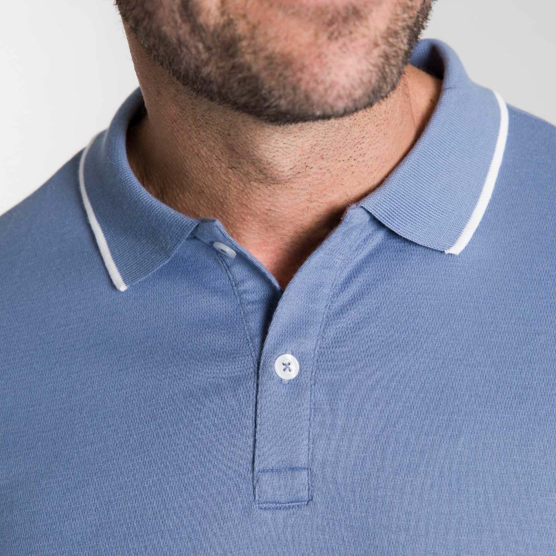 Blue Micro Pique Polo