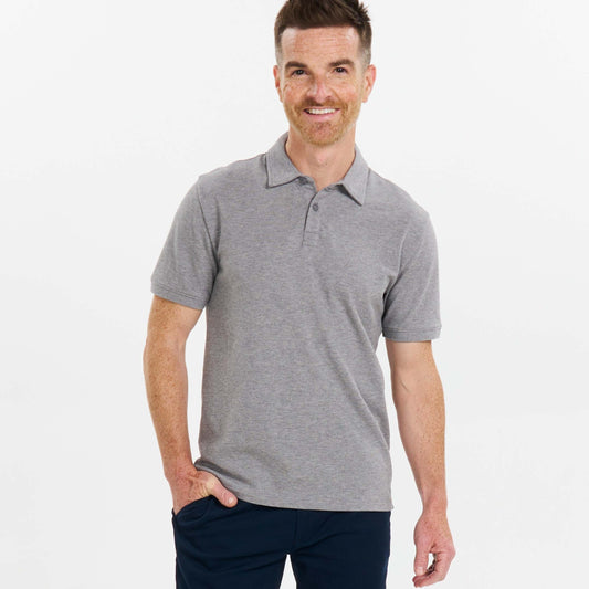 Heather Light Grey Pique Daily Polo