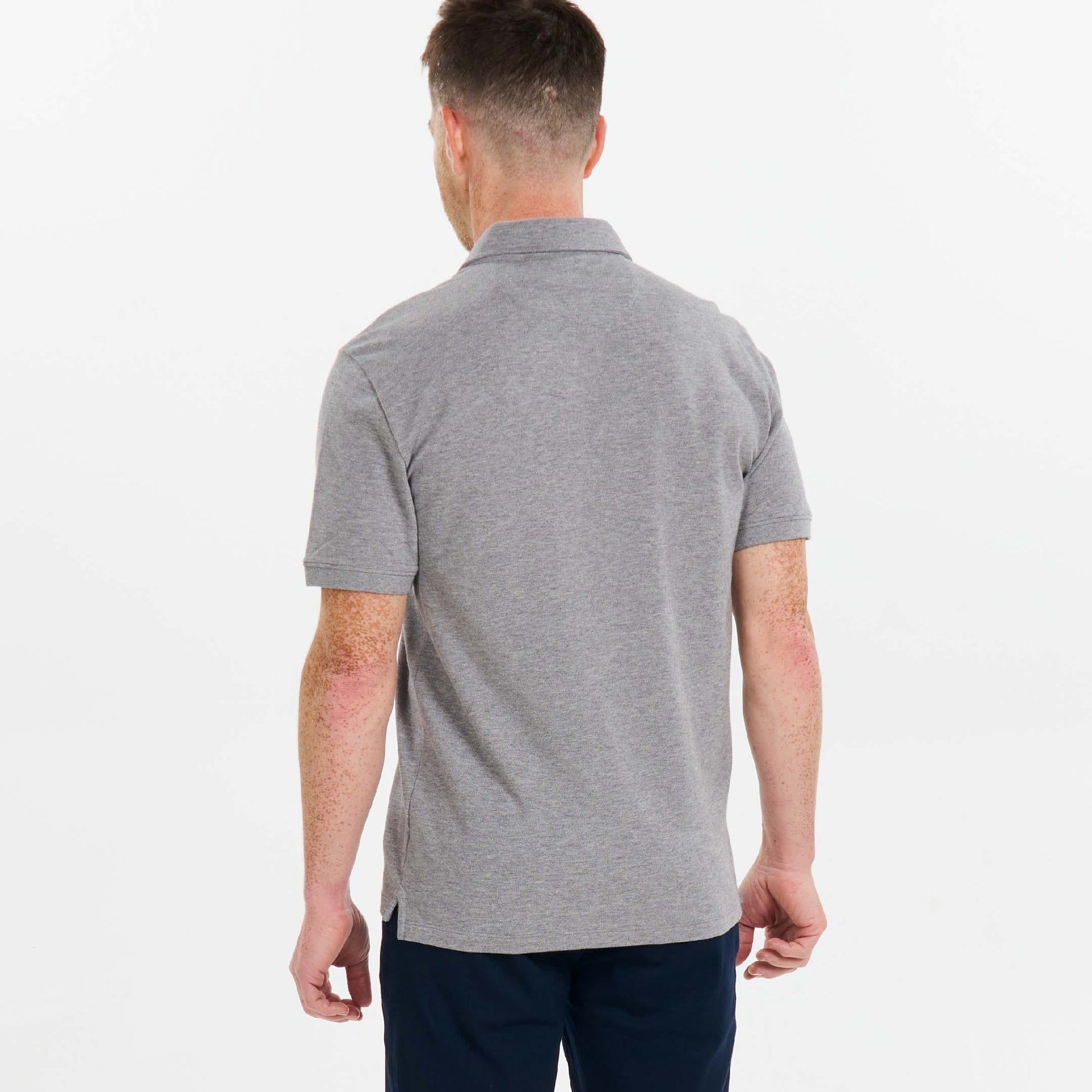 Heather Light Grey Pique Daily Polo