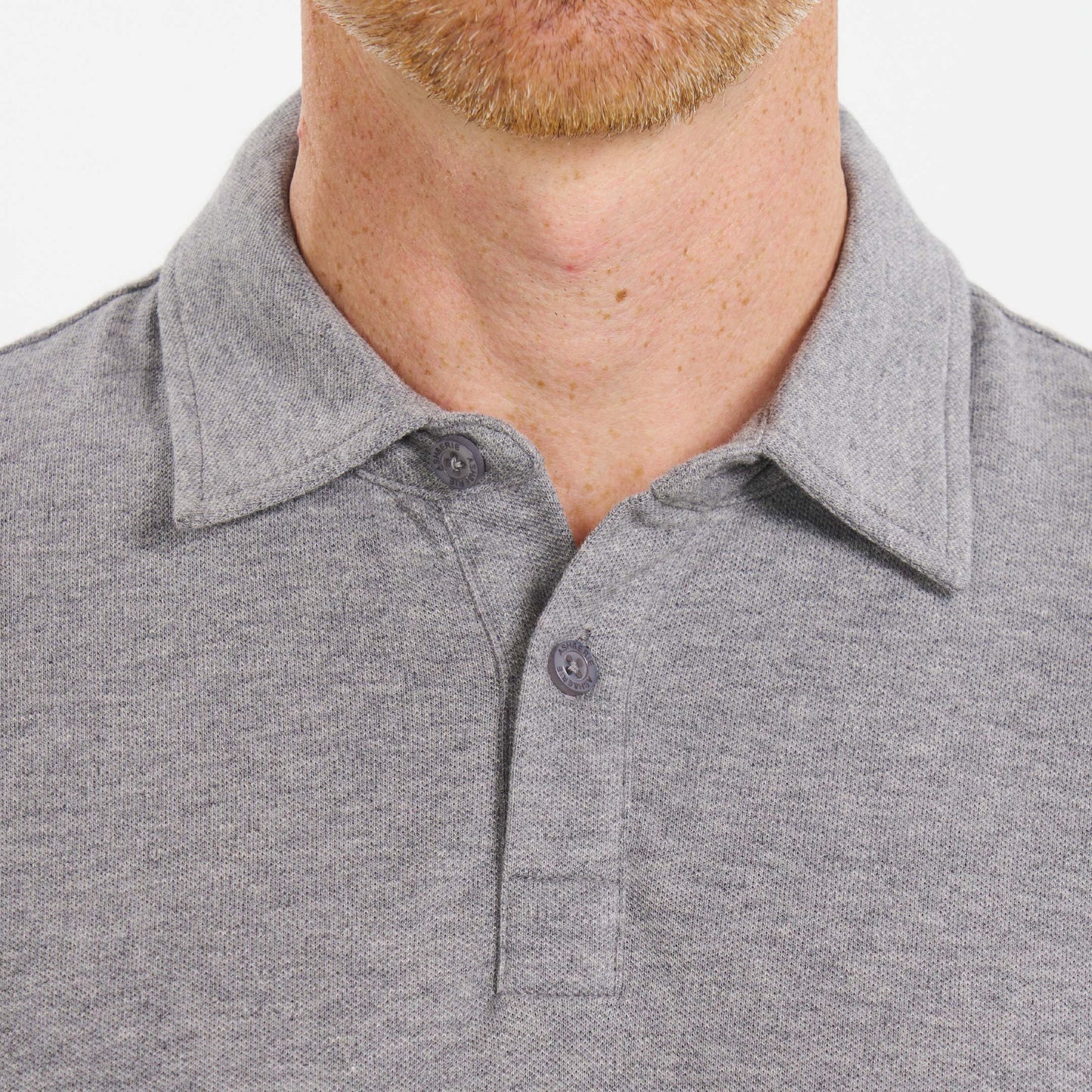 Heather Light Grey Pique Daily Polo