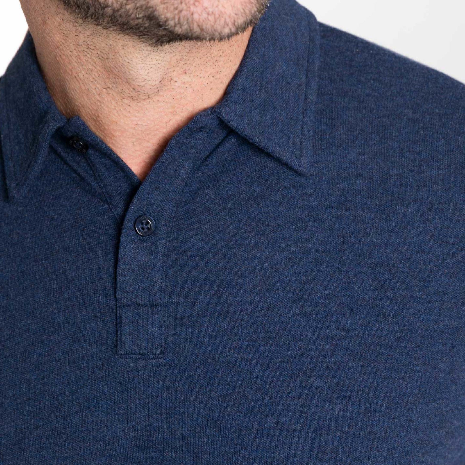 Heather Navy Pique Polo