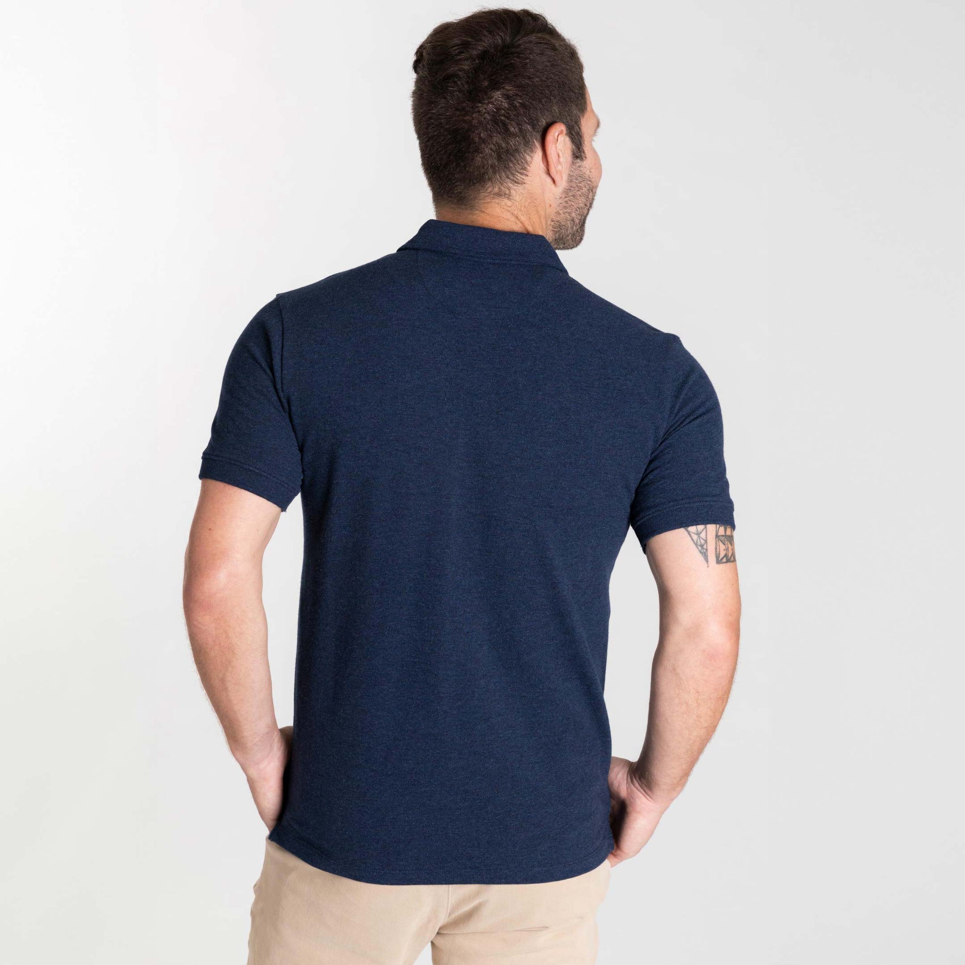 Heather Navy Pique Polo