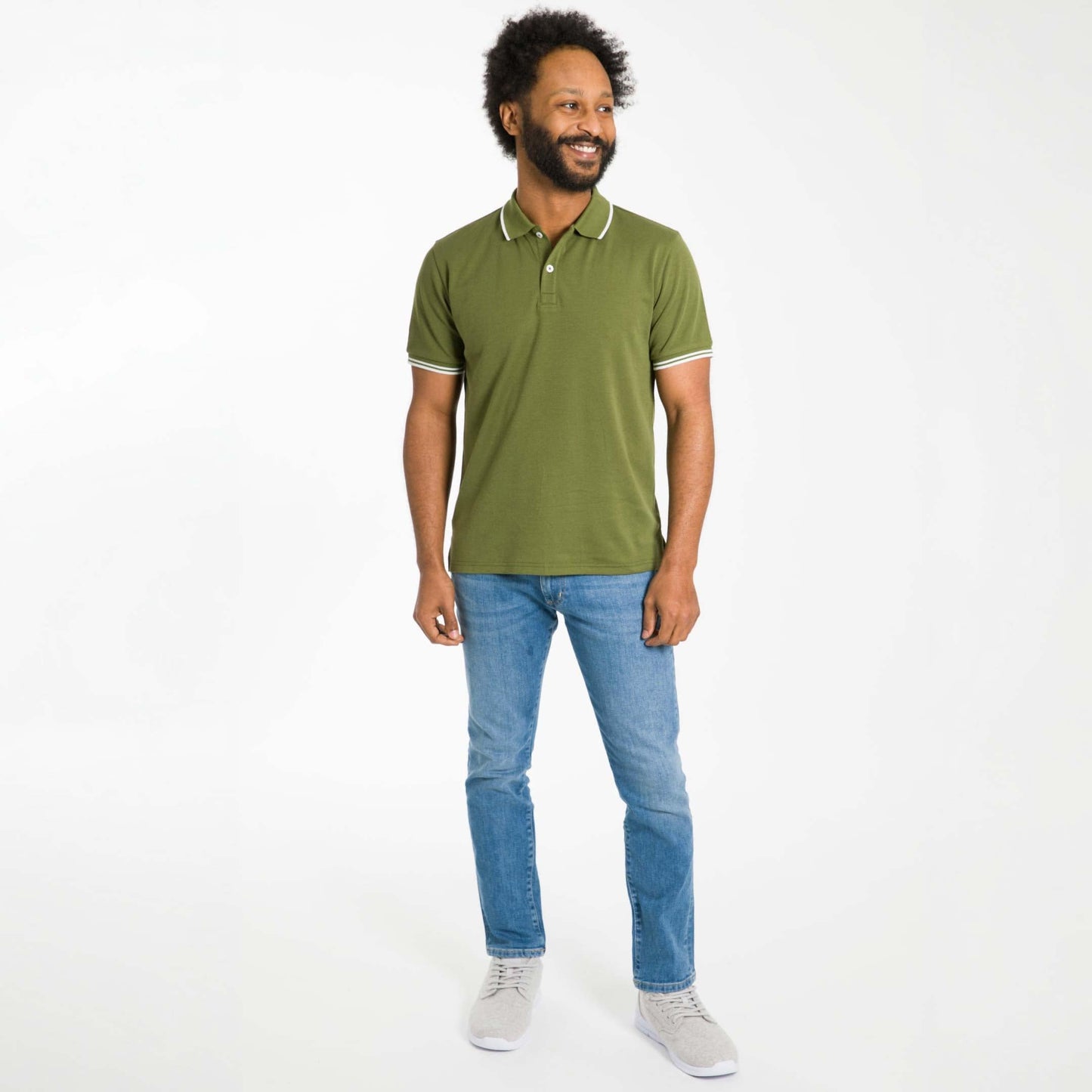 Olive Micro Pique Polo