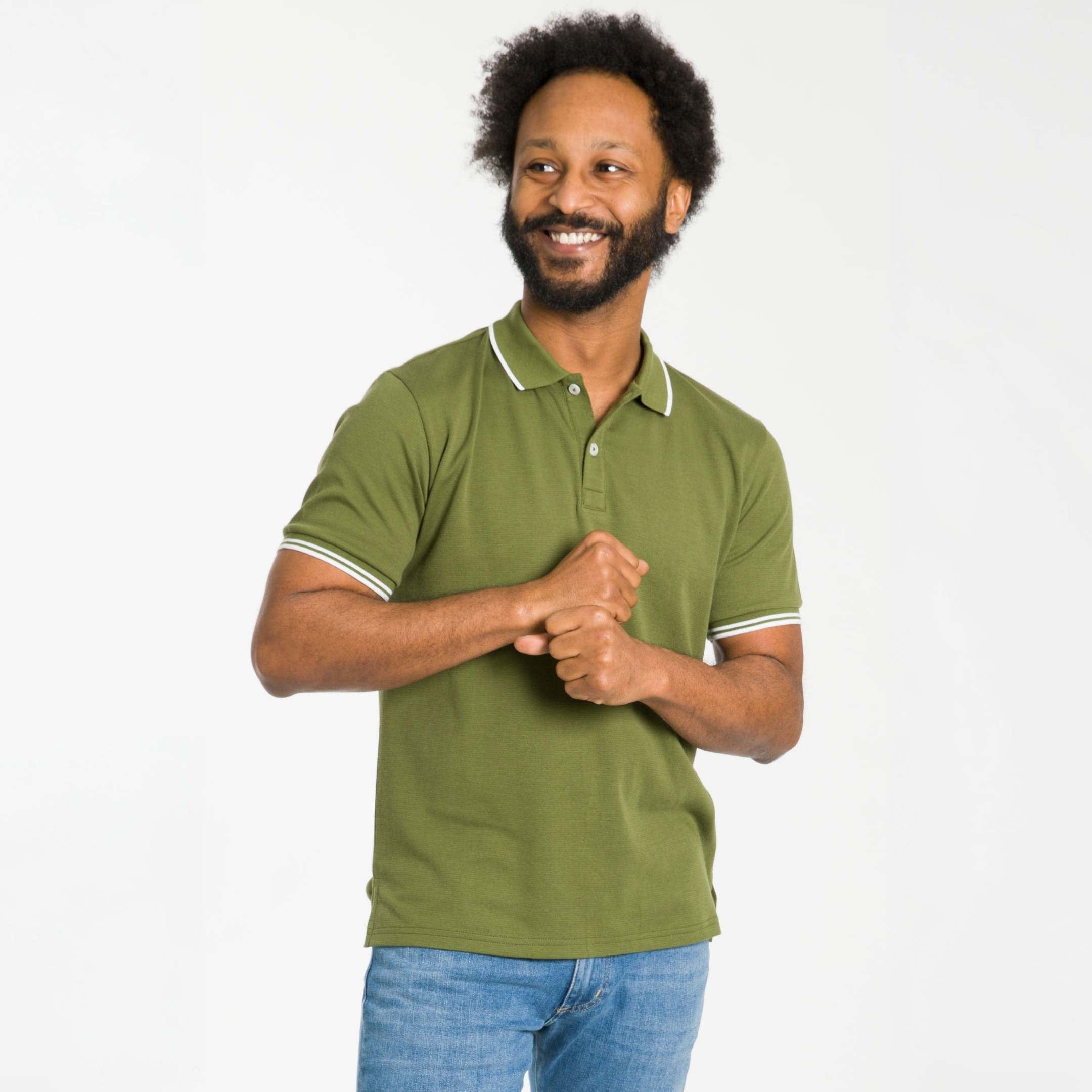 Olive Micro Pique Polo