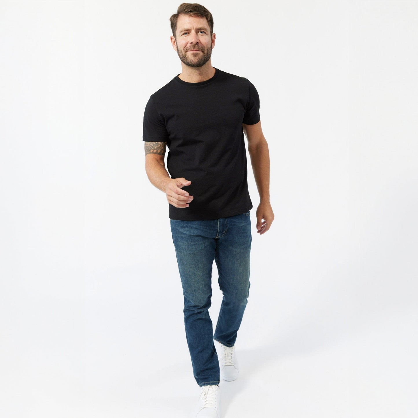 Black Pima Cotton Crew Neck Tee