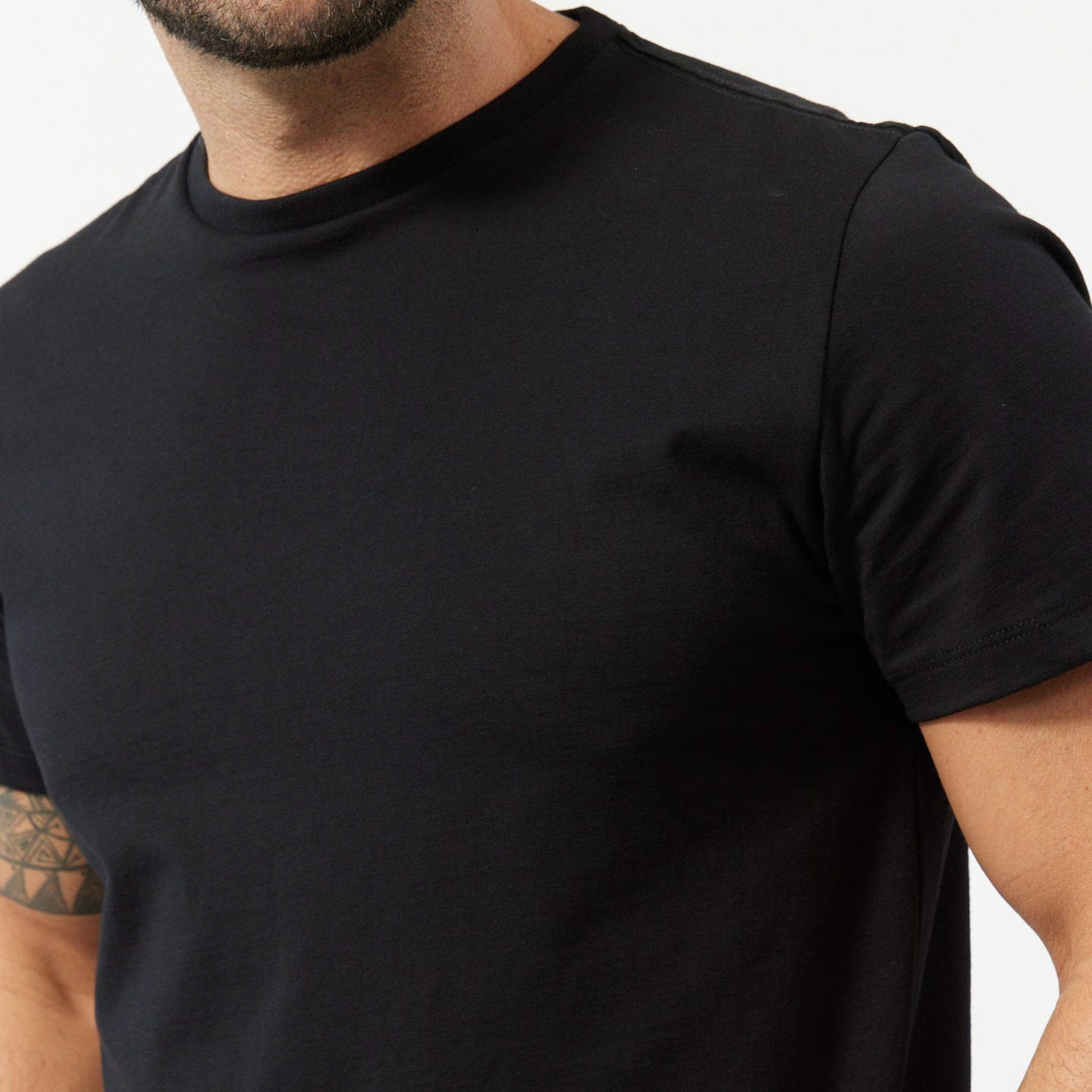 Black Pima Cotton Crew Neck Tee