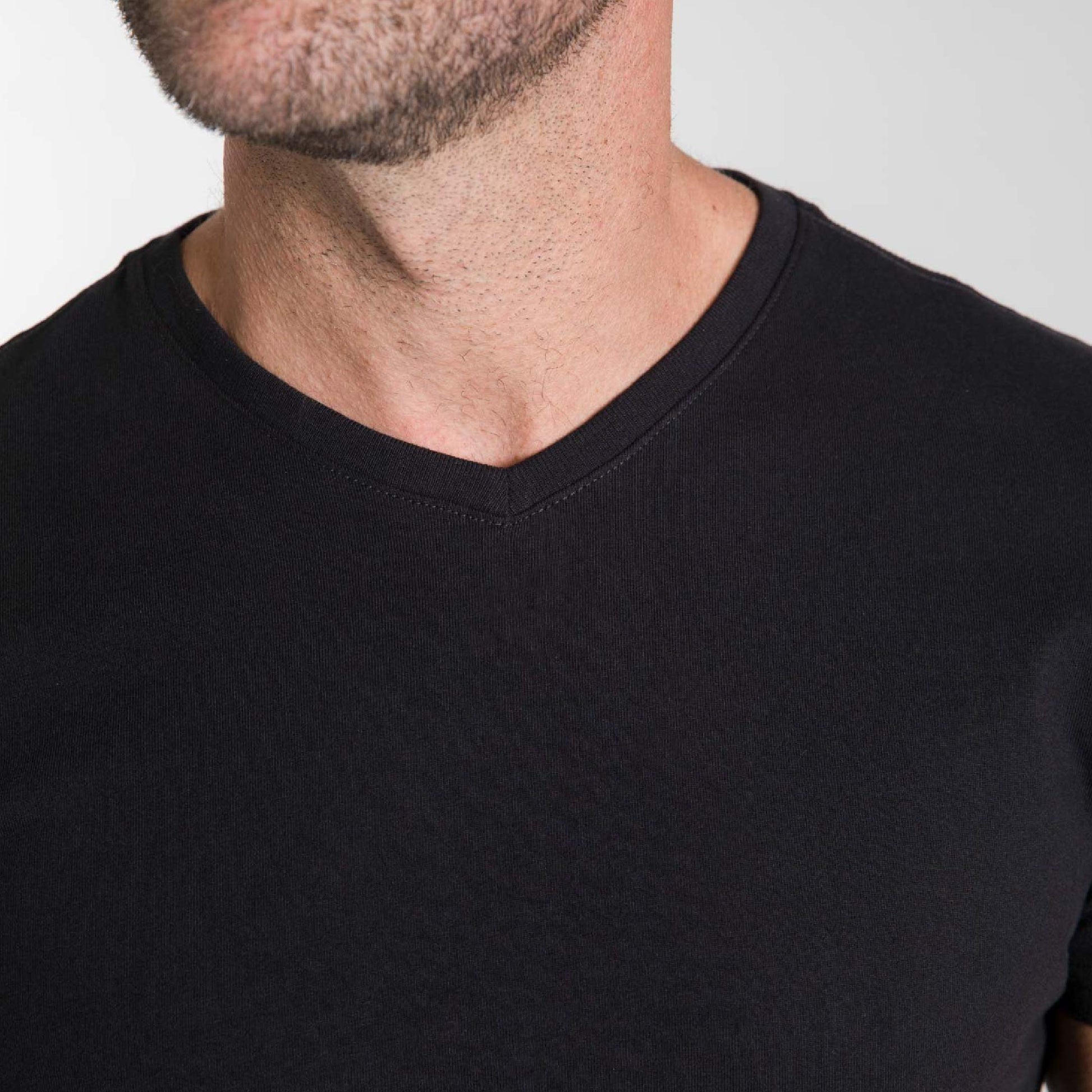 Black Pima Cotton V Neck Tee