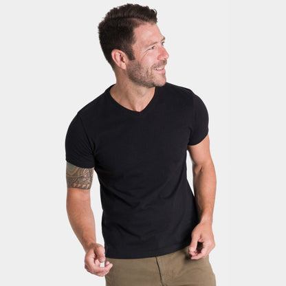 Black Pima Cotton V Neck Tee