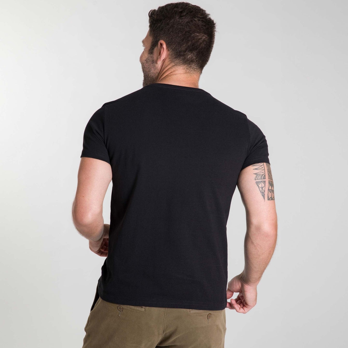 Black Pima Cotton V Neck Tee