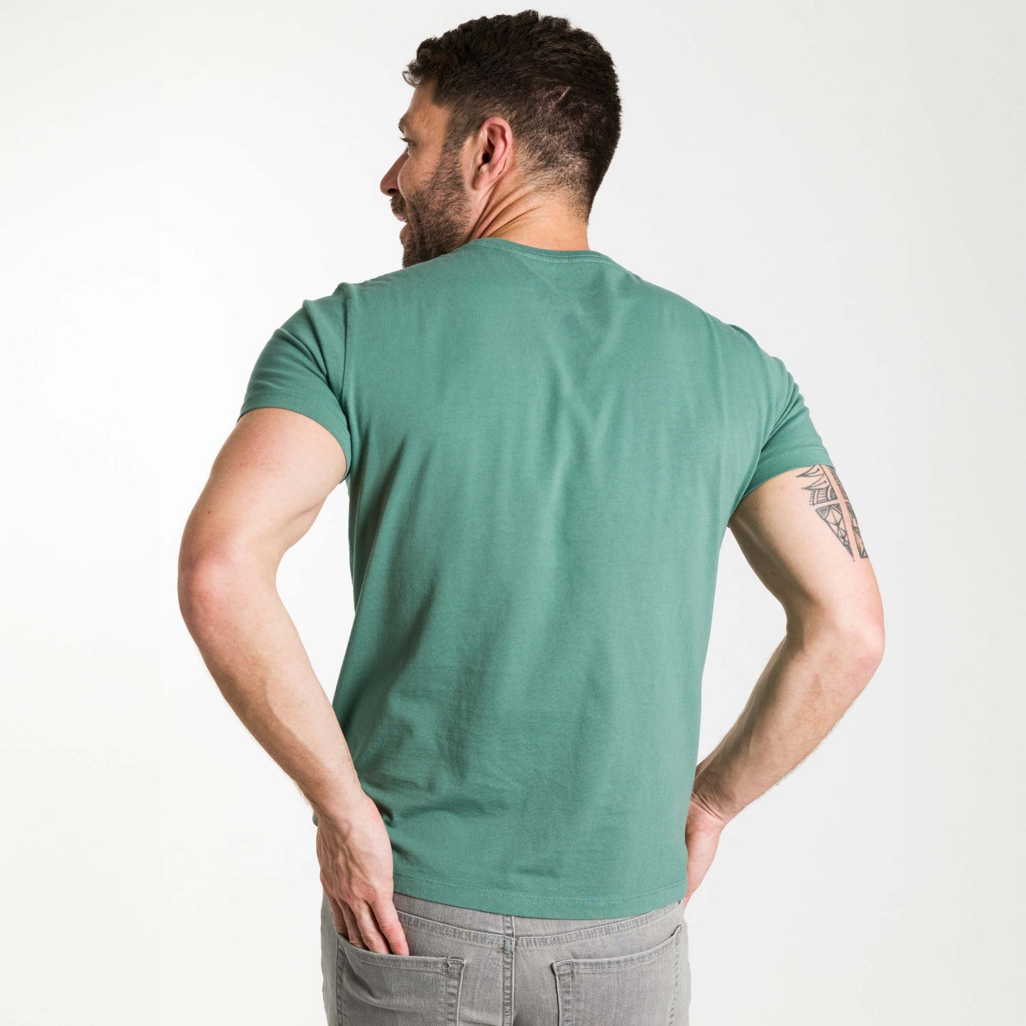 Blue Green Pima Cotton Crew Neck Tee