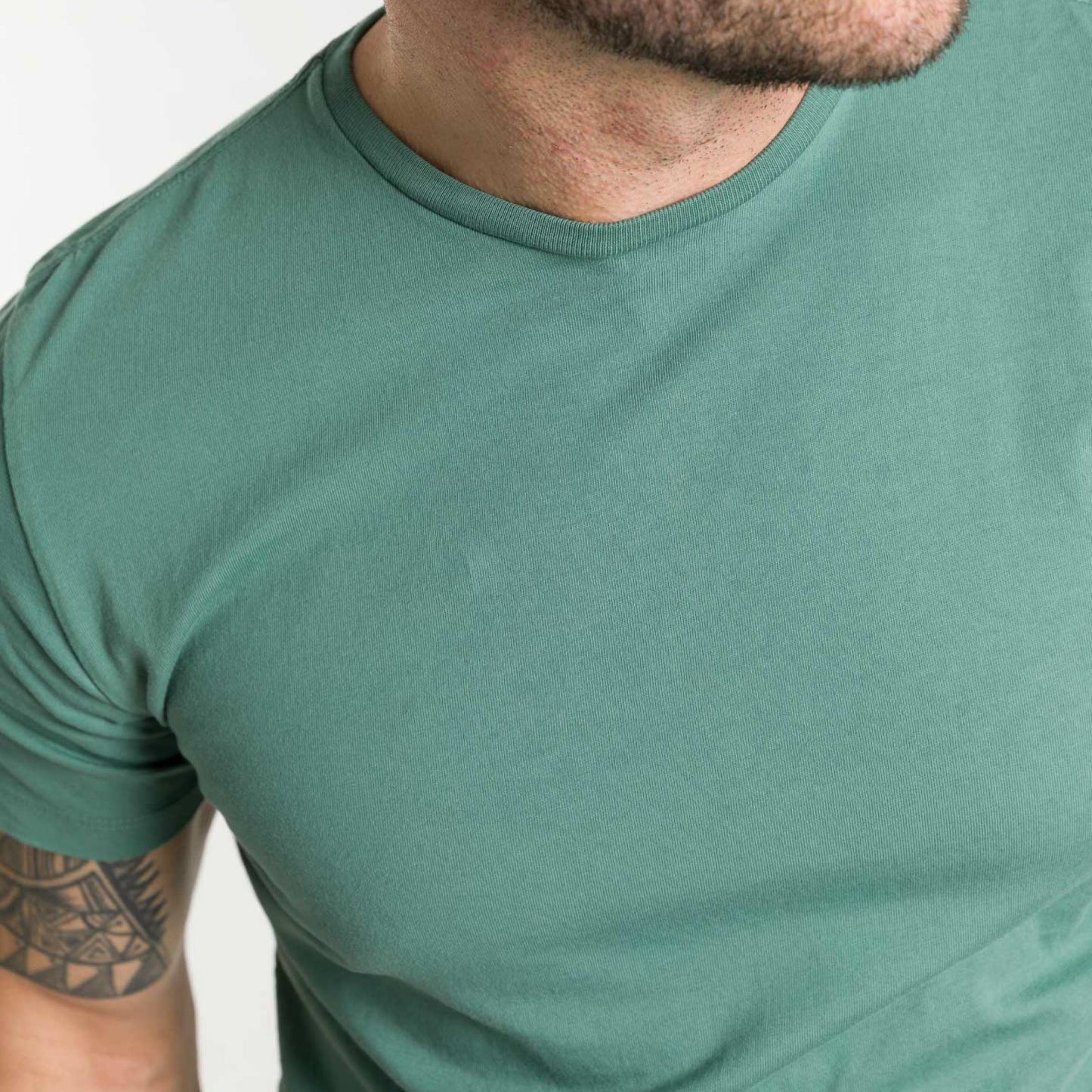 Blue Green Pima Cotton Crew Neck Tee