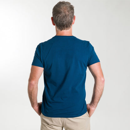 Blue Pima Cotton Crew Neck Tee