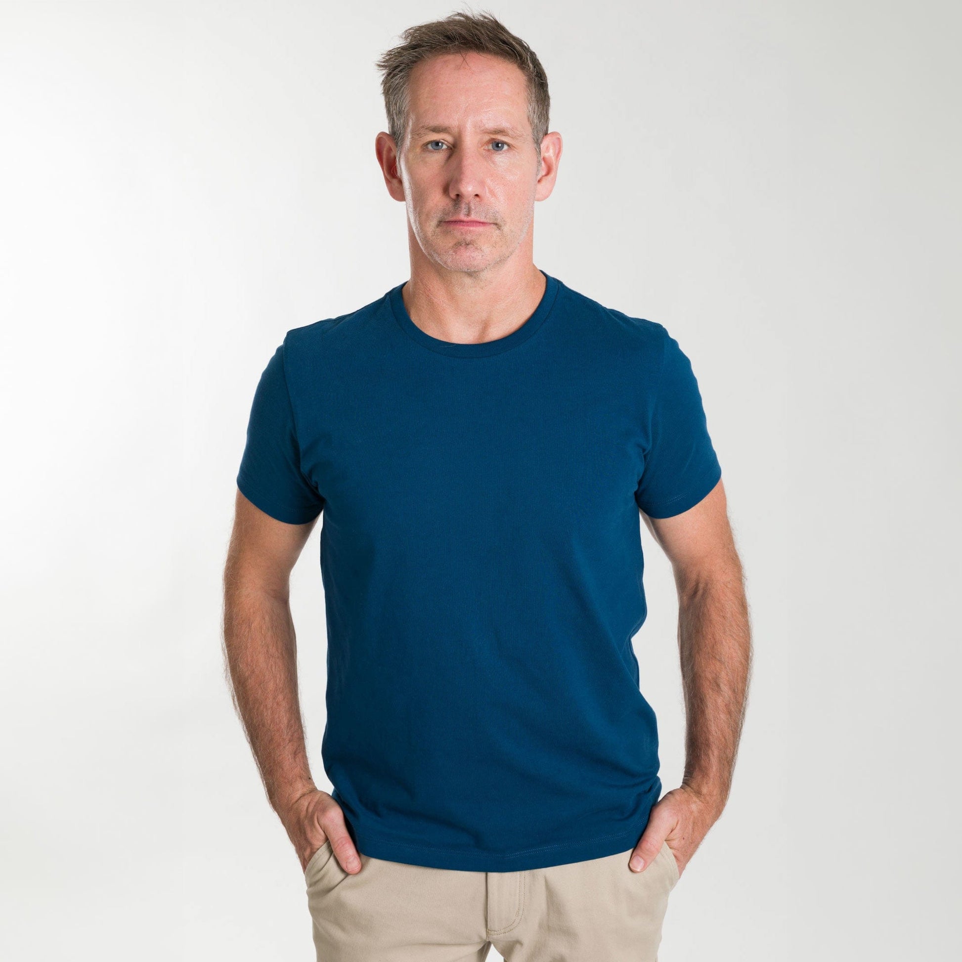 Blue Pima Cotton Crew Neck Tee