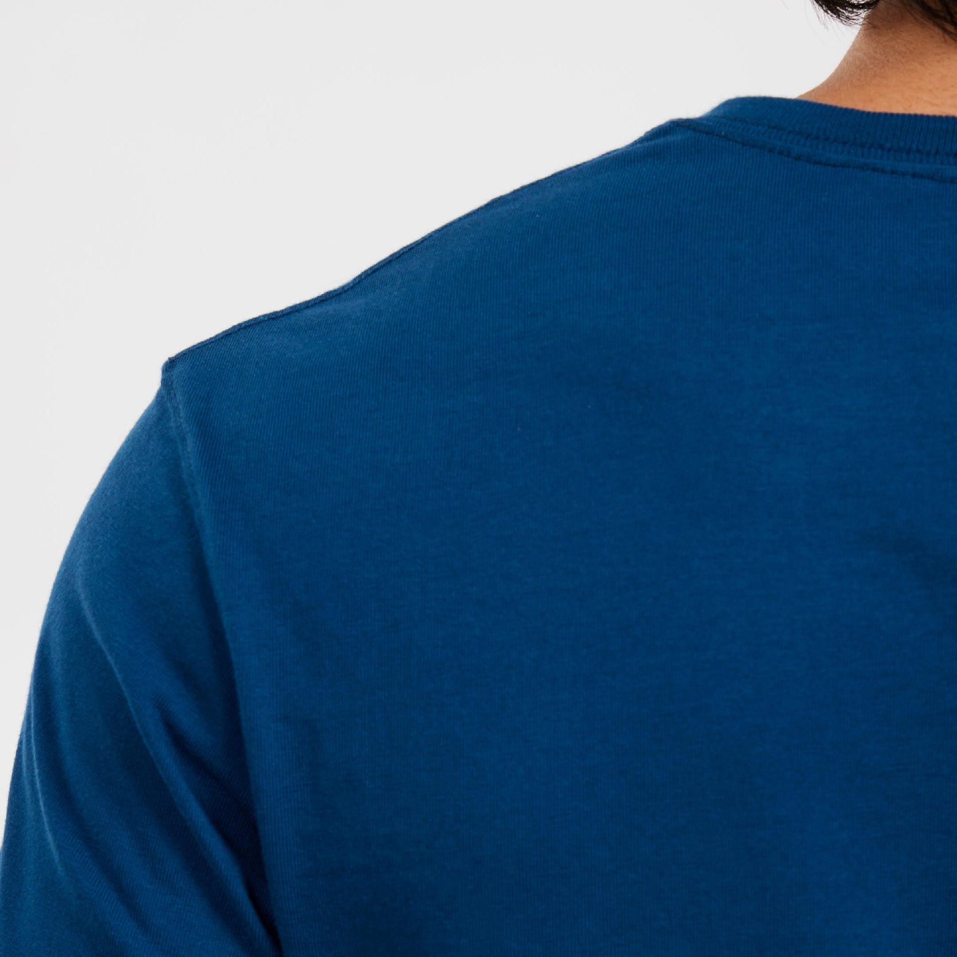 Blue Pima Cotton V Neck Tee