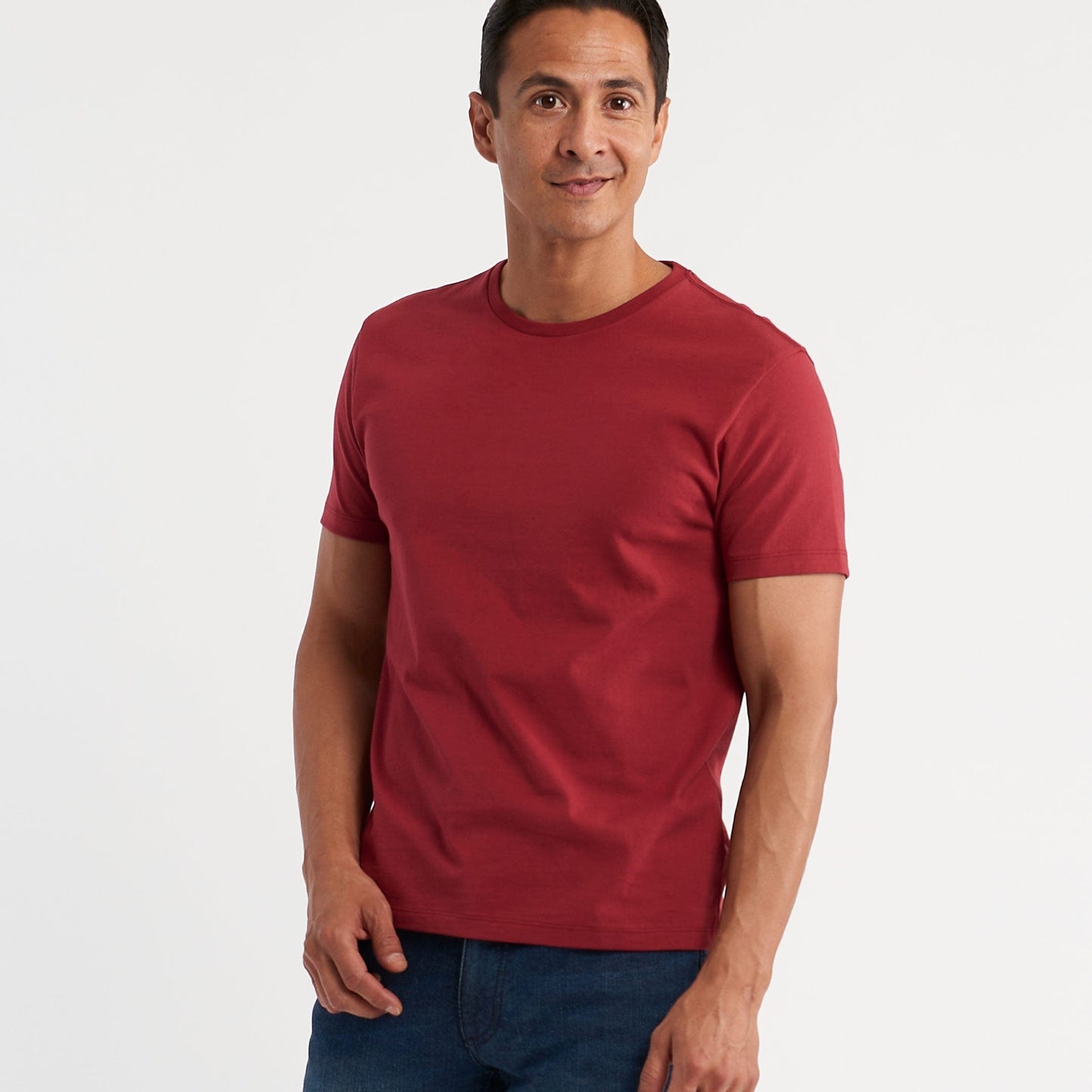 Crimson Red Pima Cotton Crew Neck Tee