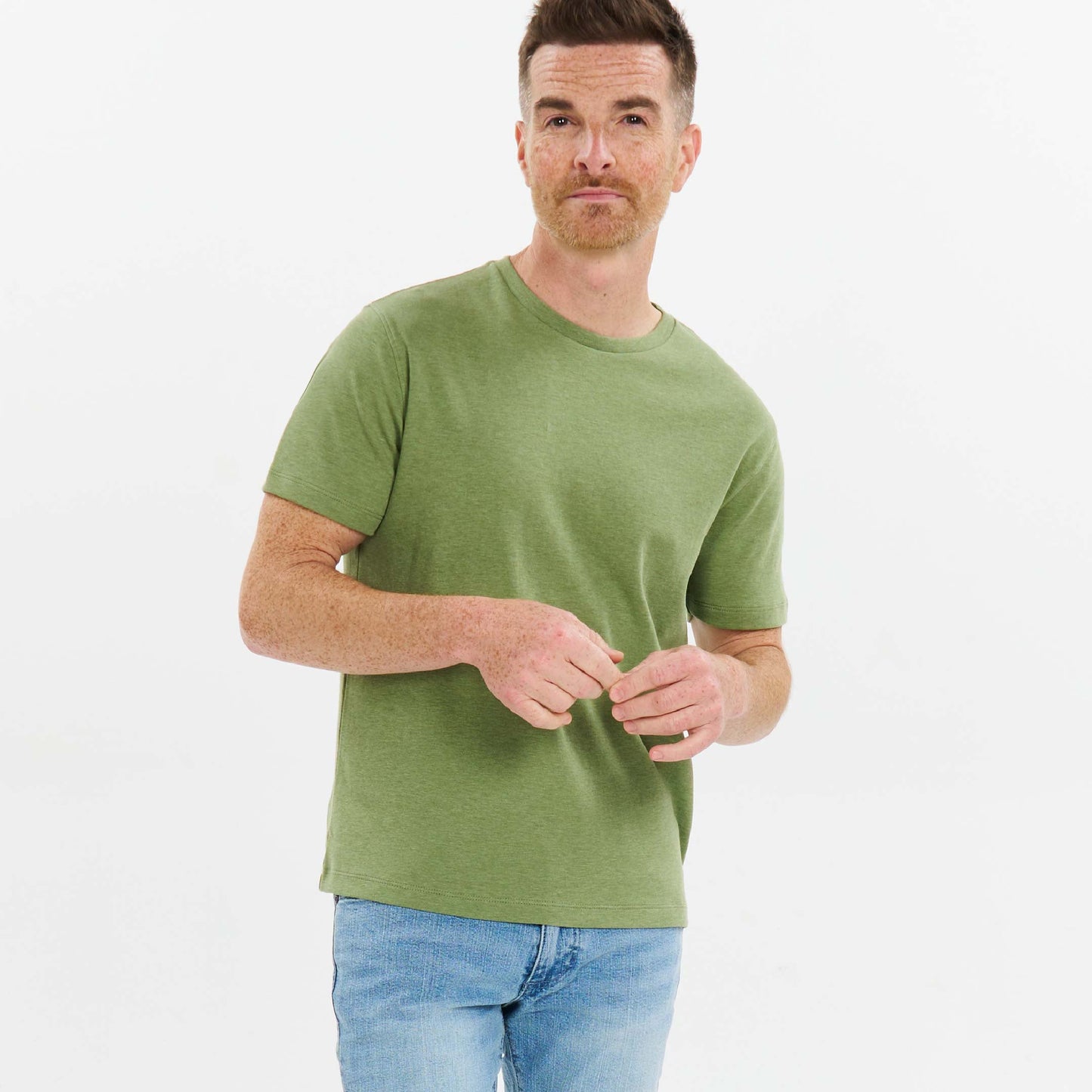 Heather Green Luxury Soft Touch Crew Neck Tee