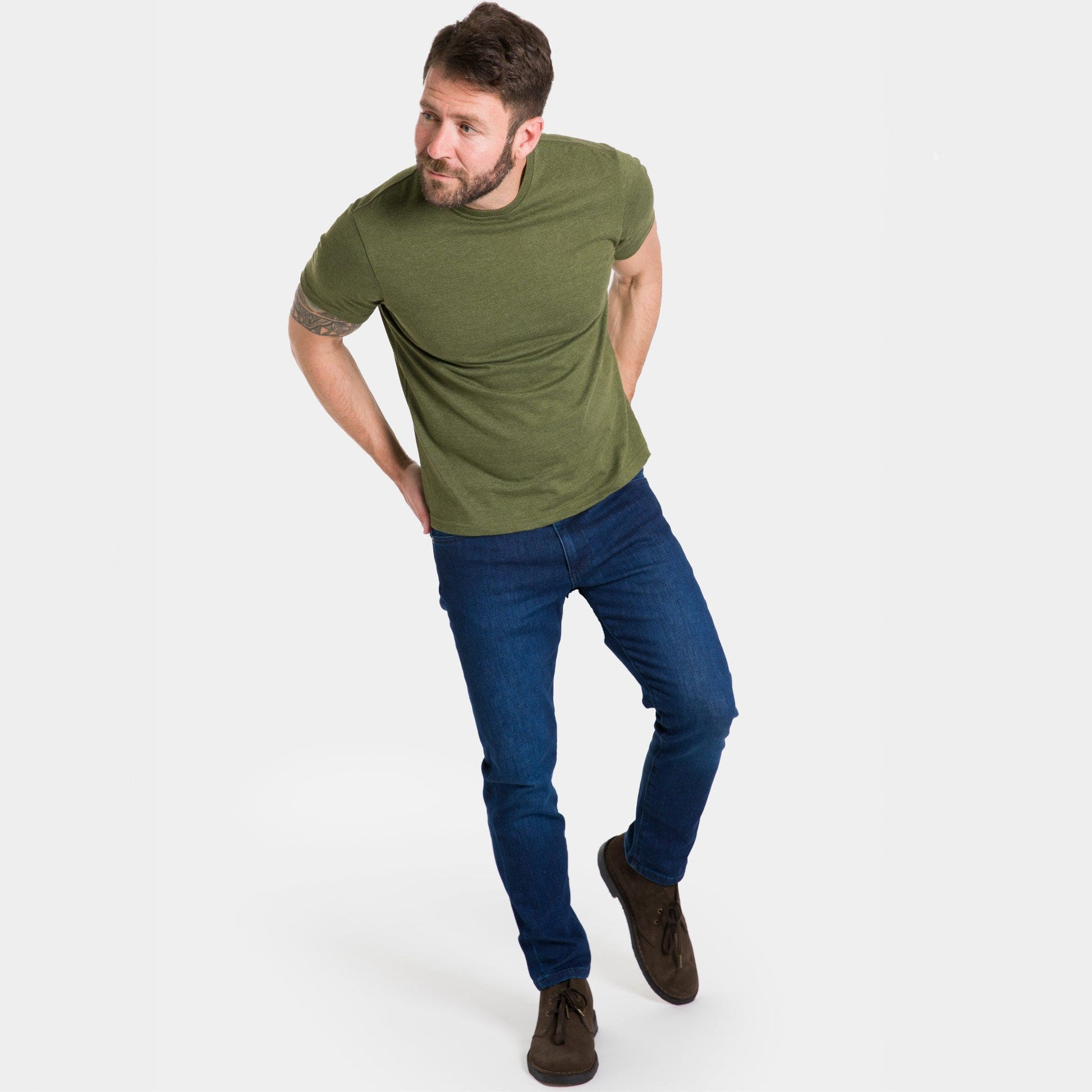 Heather Dark Green Crew Neck Tee