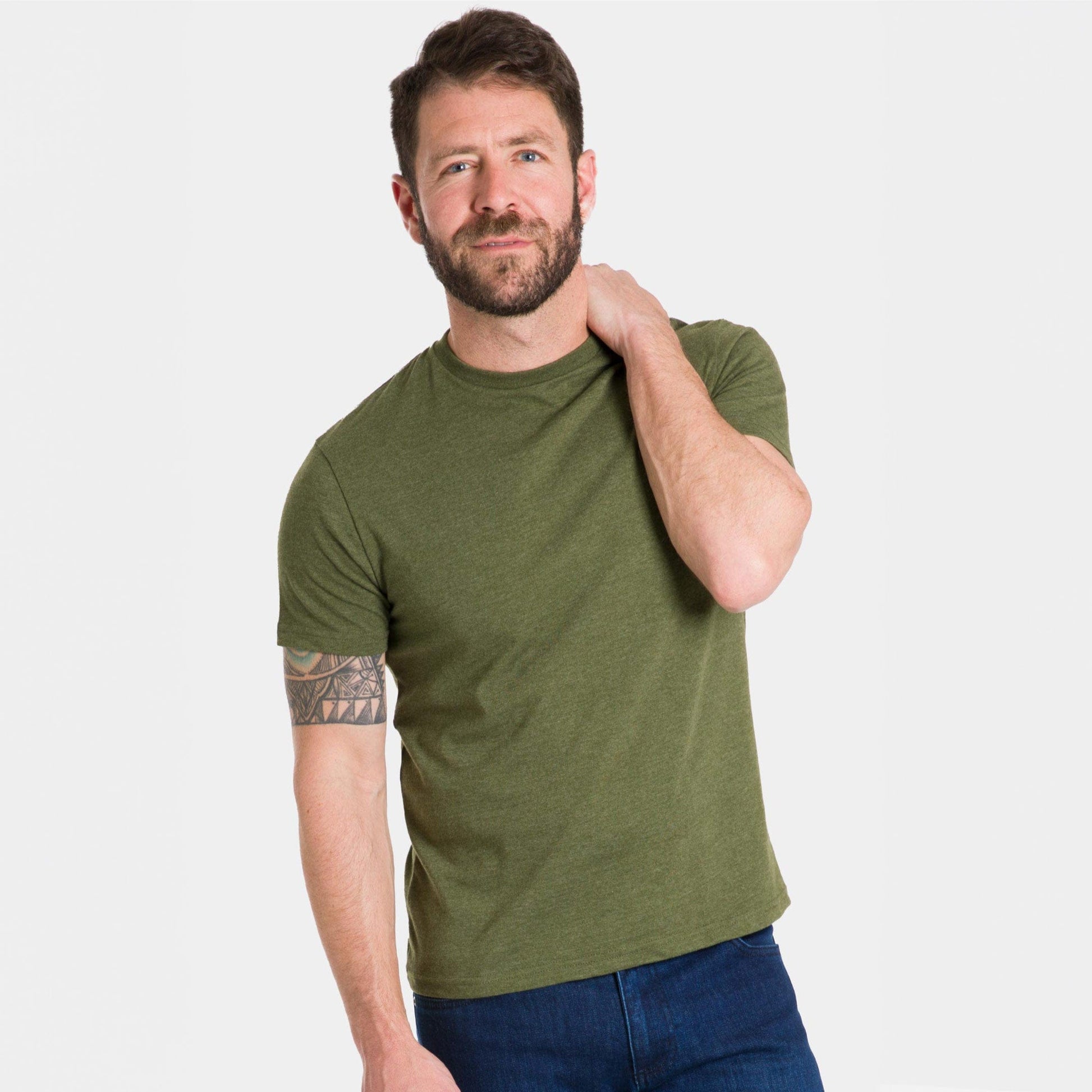 Heather Dark Green Crew Neck Tee