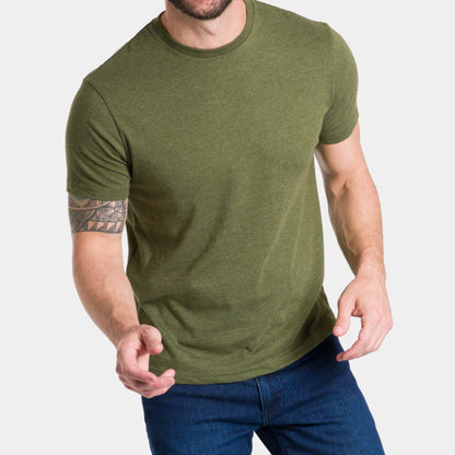 Heather Dark Green Crew Neck Tee