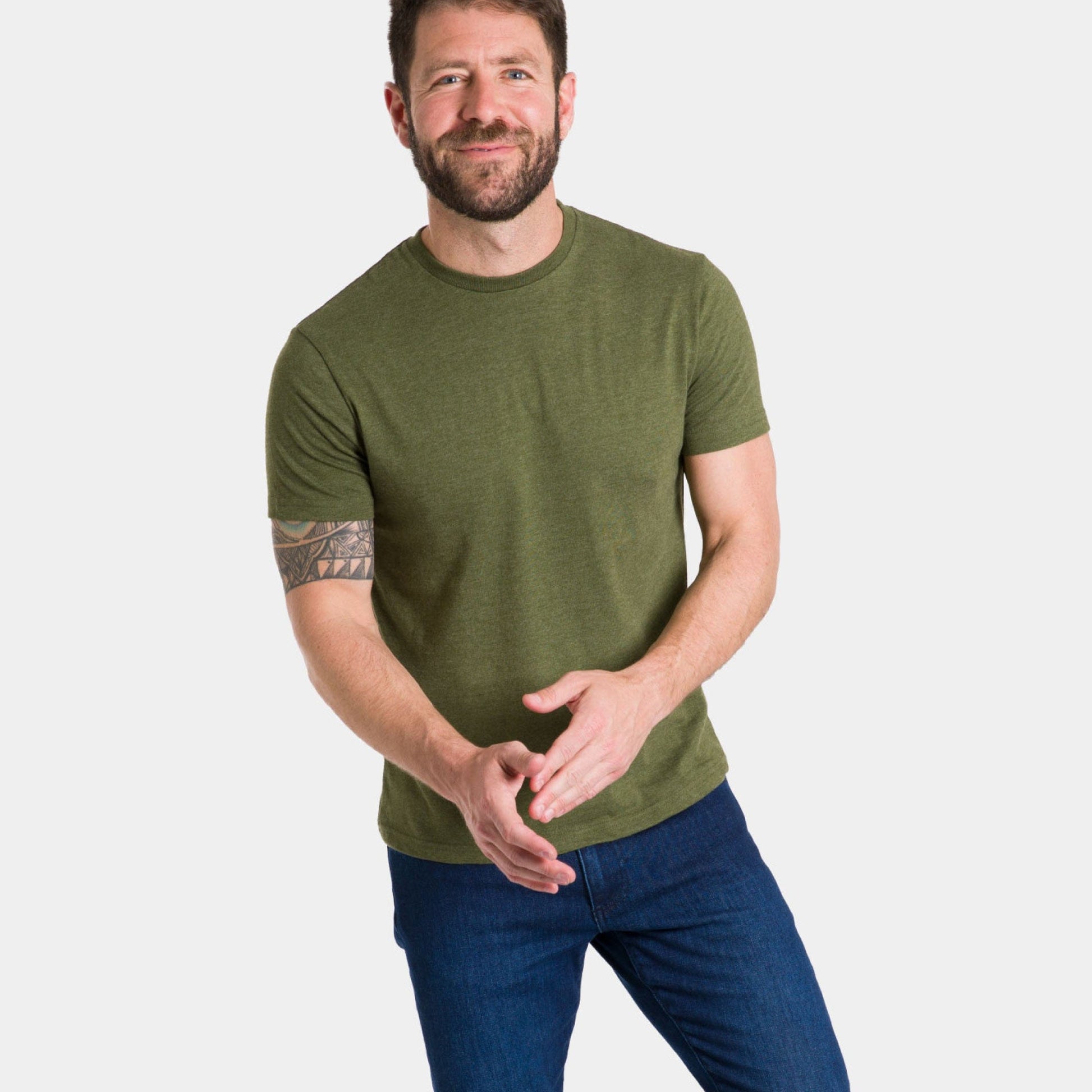 Heather Dark Green Crew Neck Tee