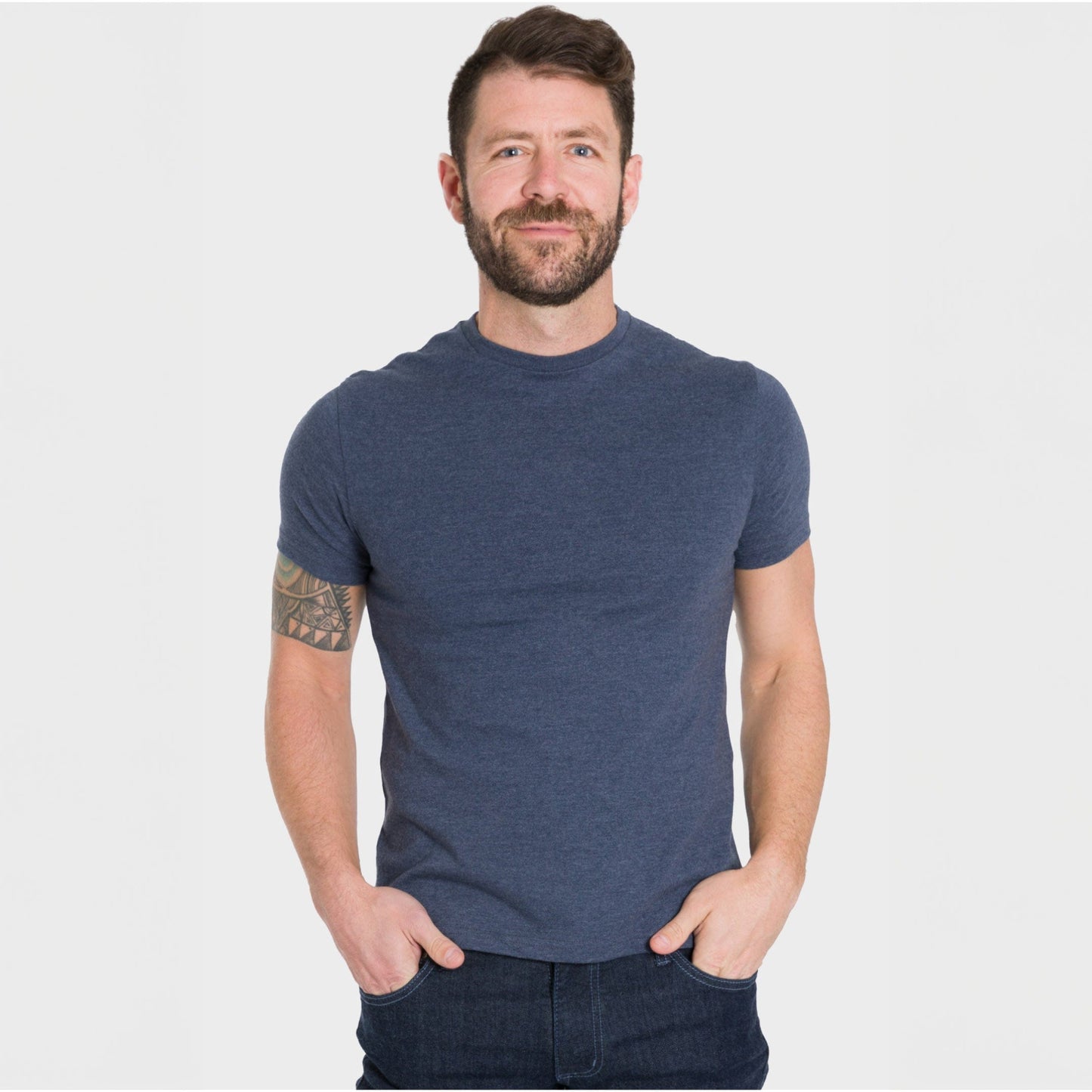 Heather Dark Navy Crew Neck Tee